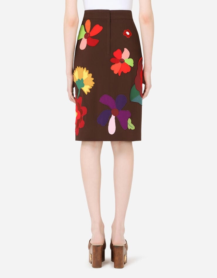 Dolce & Gabbana Floral Patches And Slit Midi Skirt