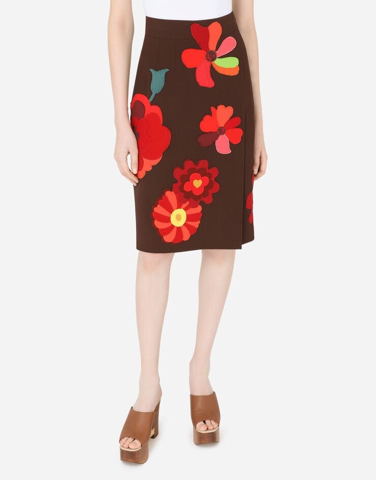 Dolce & Gabbana Floral Patches And Slit Midi Skirt