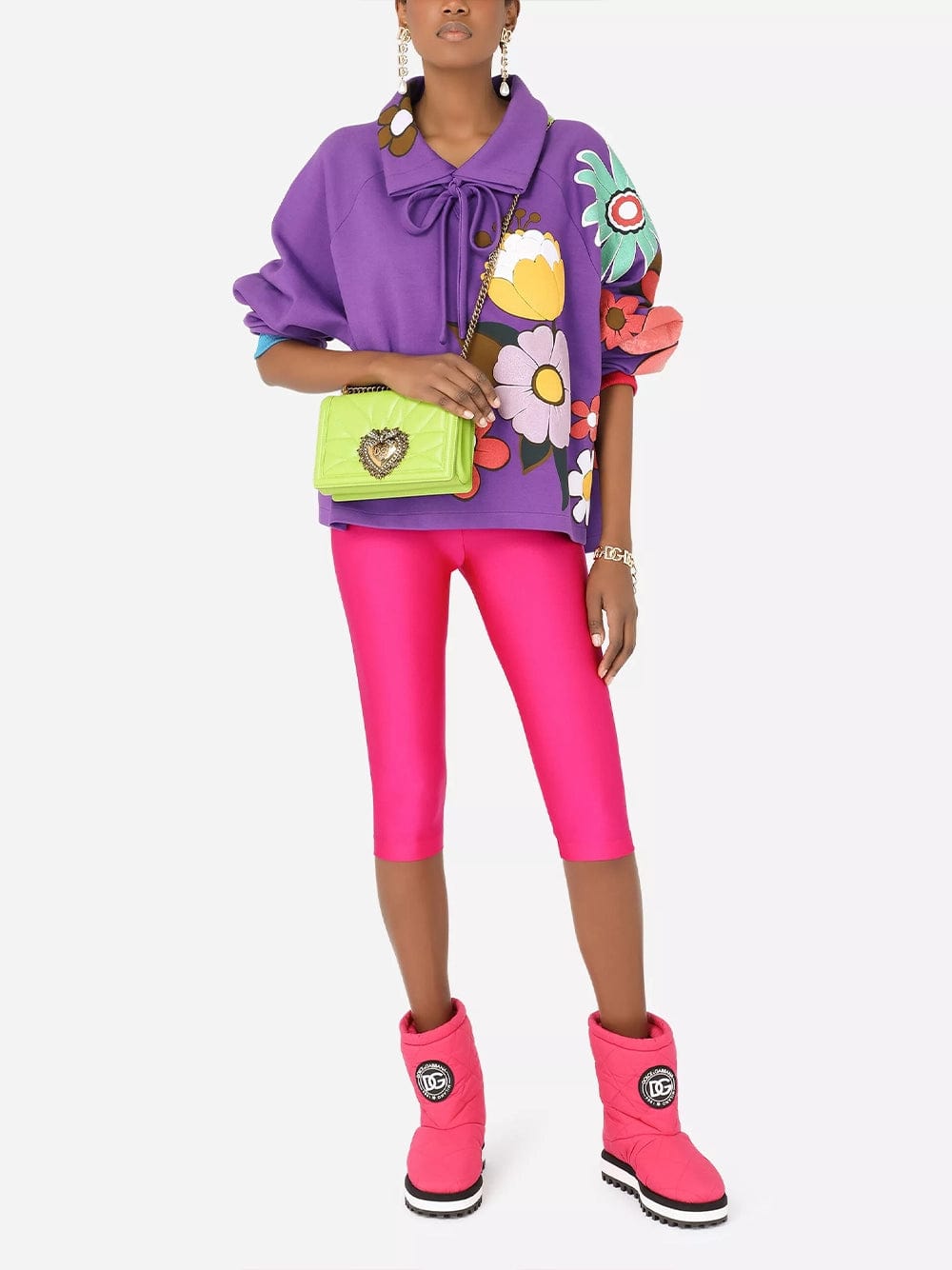 Dolce & Gabbana Floral Patches Jersey Hoodie