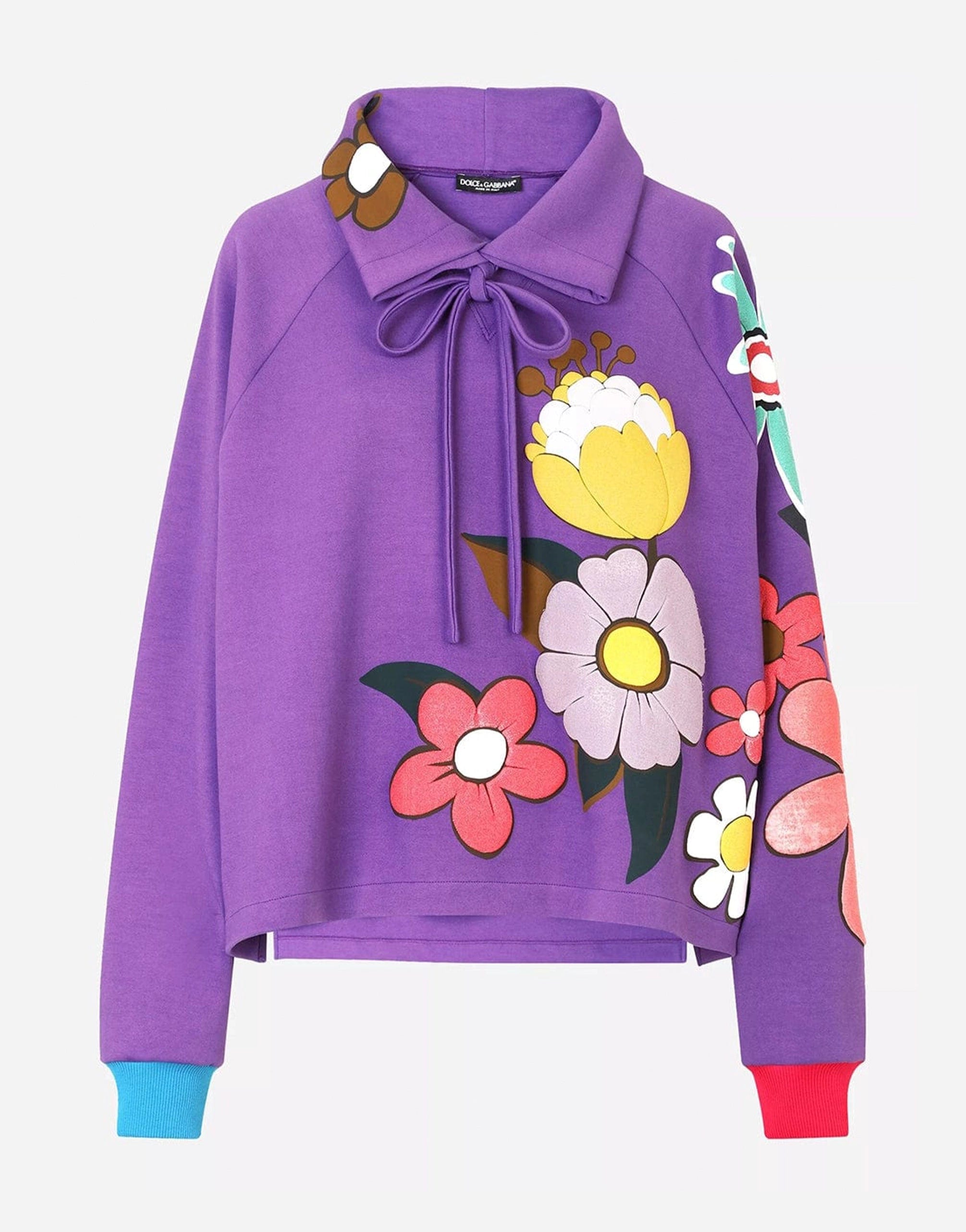 Dolce & Gabbana Floral Patches Jersey Hoodie