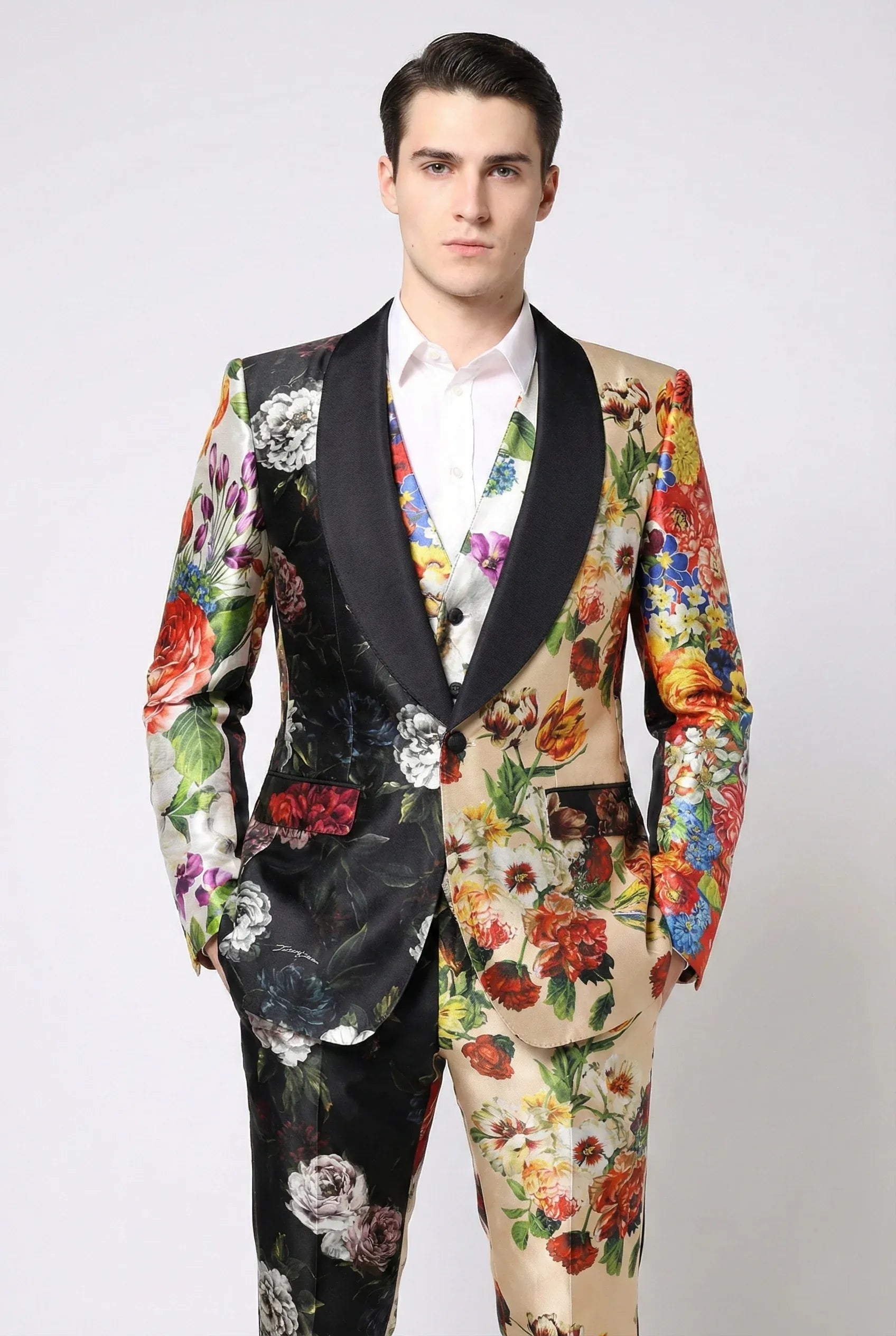 Dolce & Gabbana Floral Patchwork Sicilia-Fit Three-Piece Silk Suit