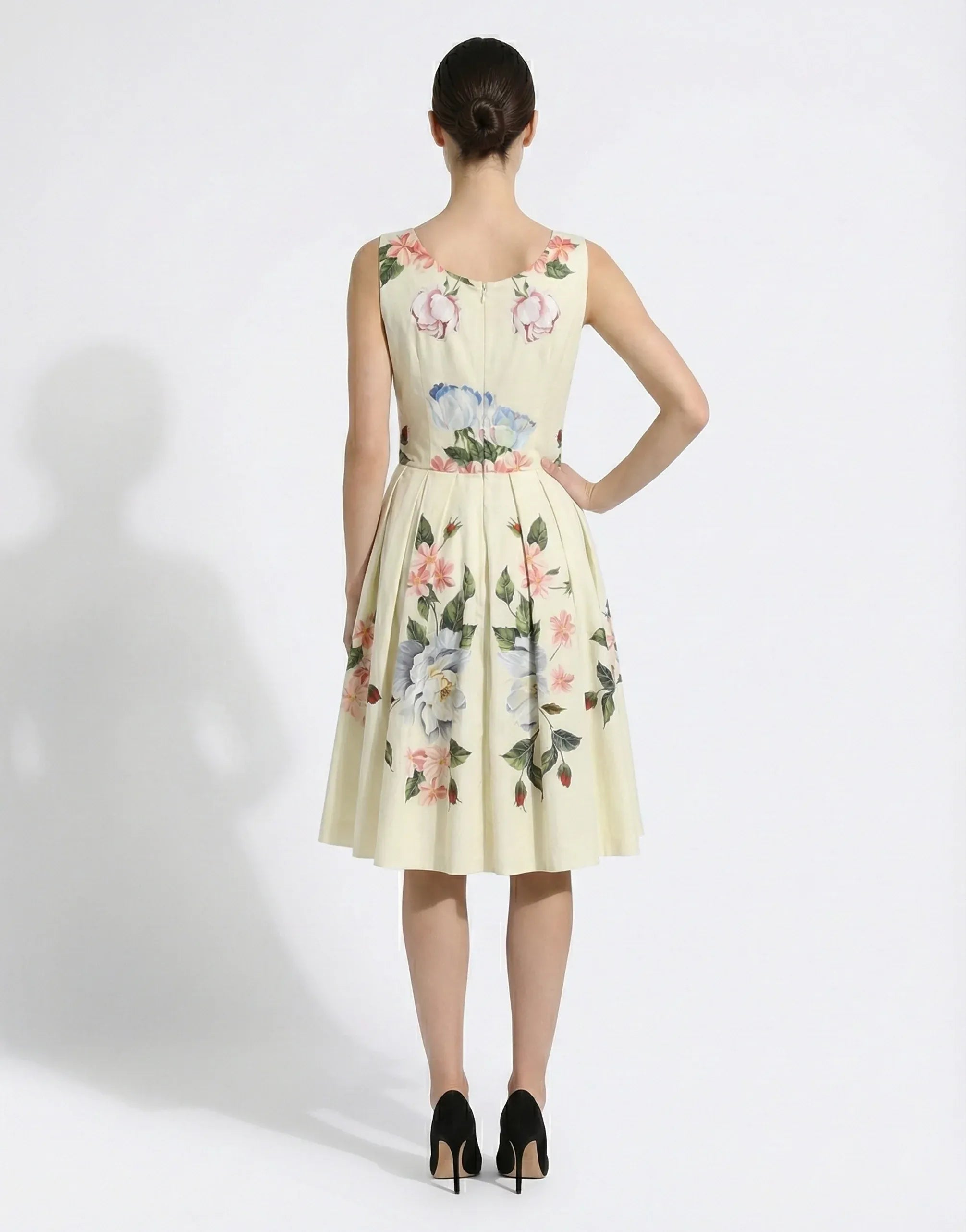Dolce & Gabbana Floral Print Cotton Poplin Midi Dress