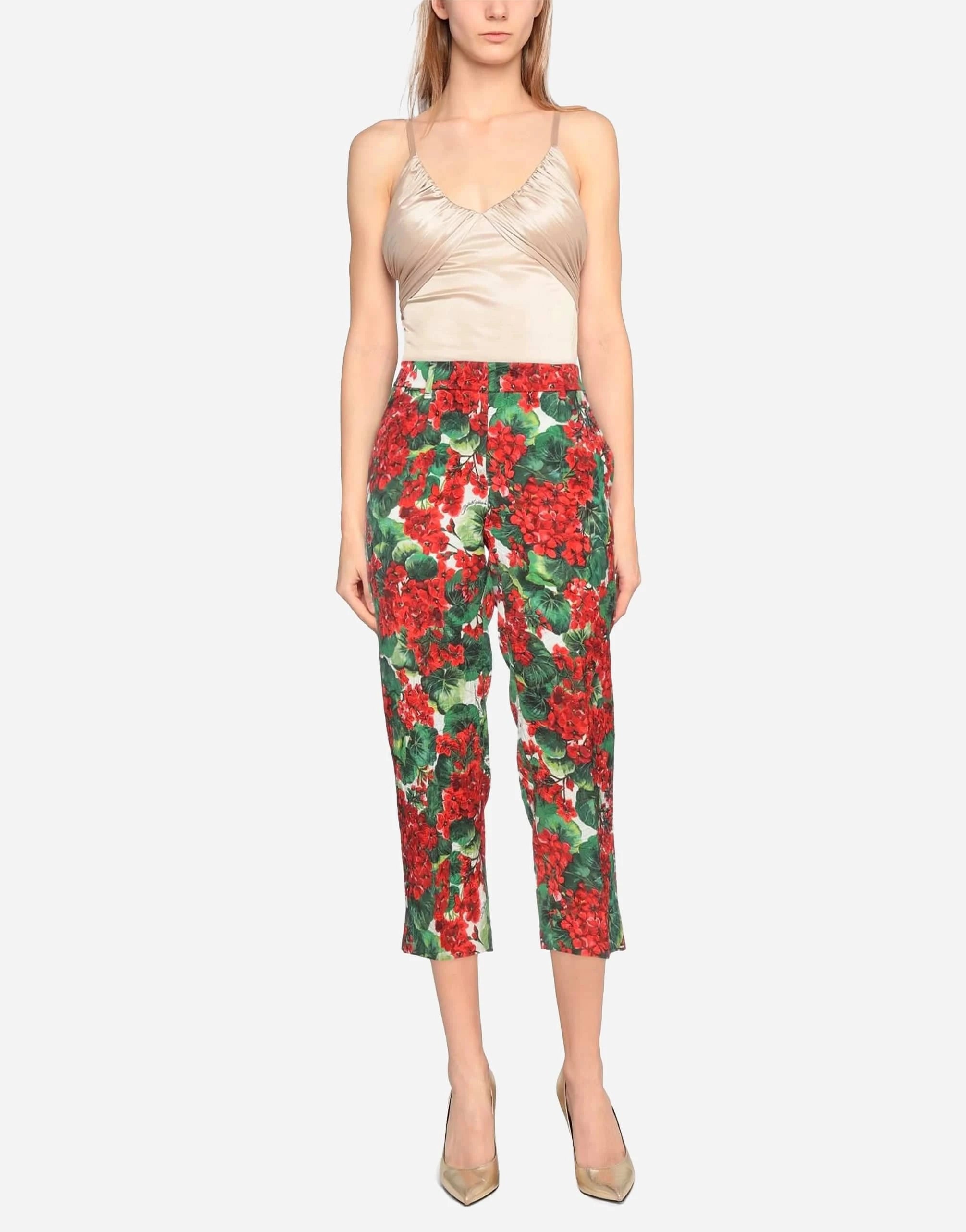 Pantaloni cropped con stampa floreale Dolce & Gabbana