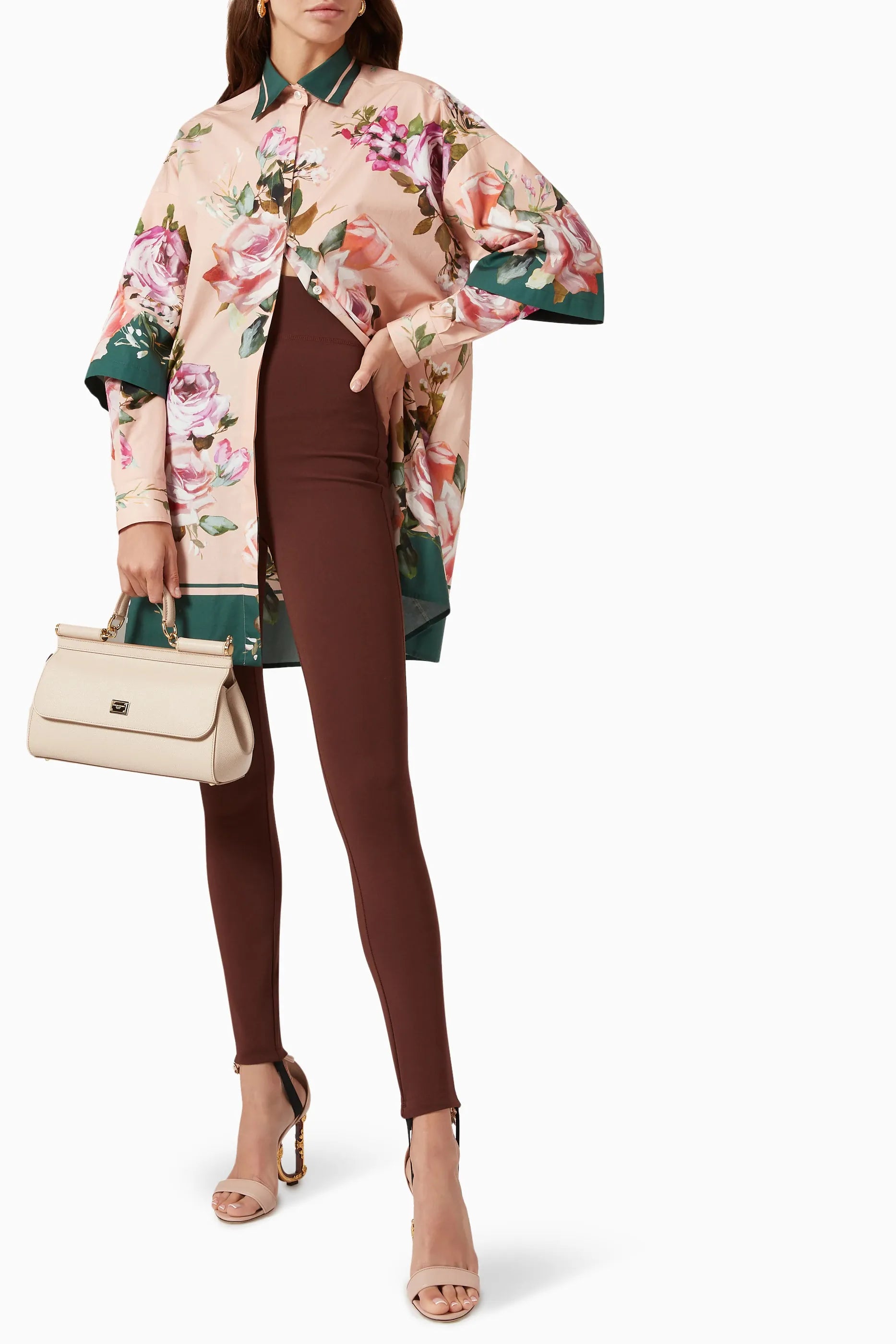 Camisa de popeline de algodão com estampa floral e mangas duplas - alternate view