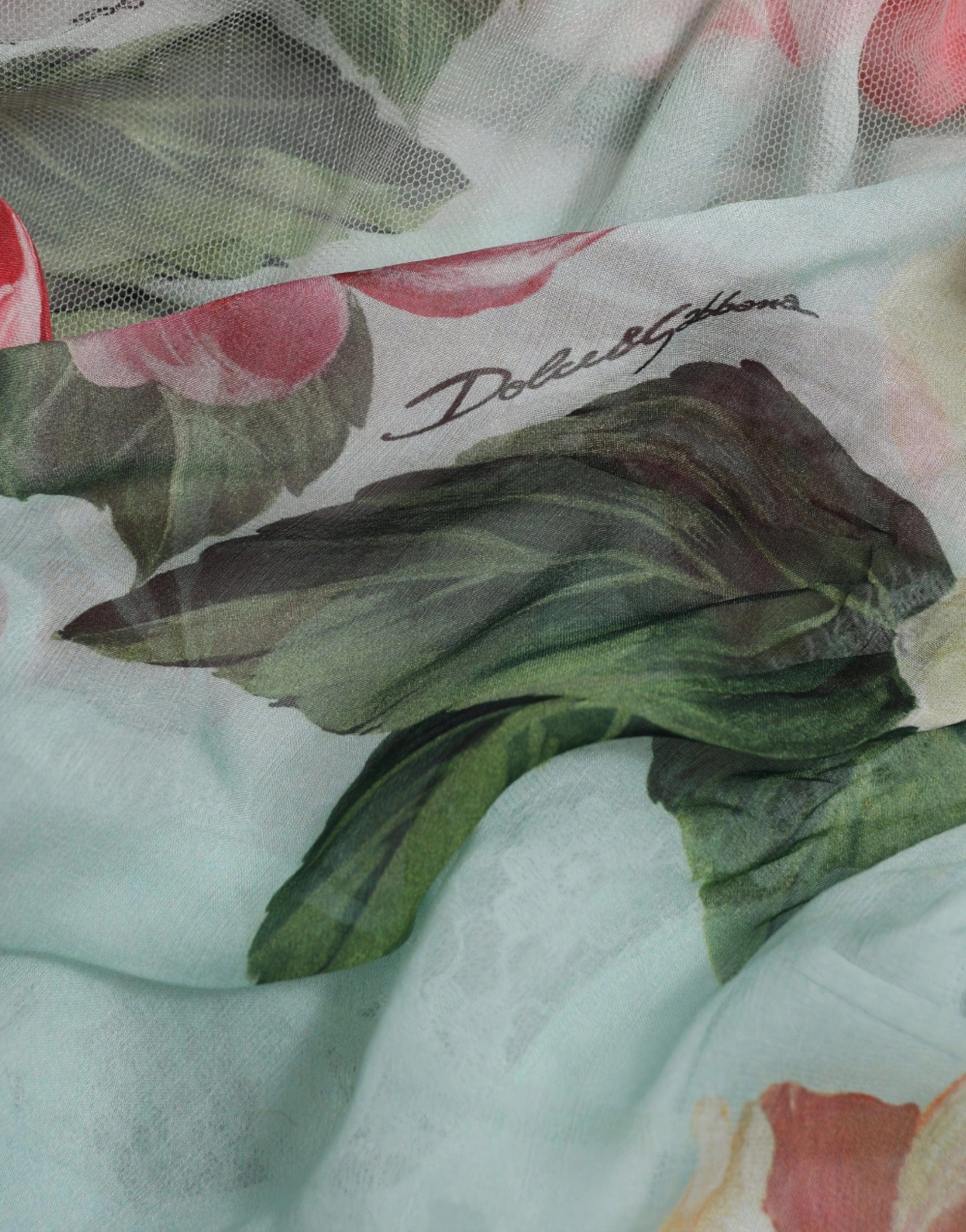 Dolce & Gabbana Floral Print Embellished Draped Neck Dress