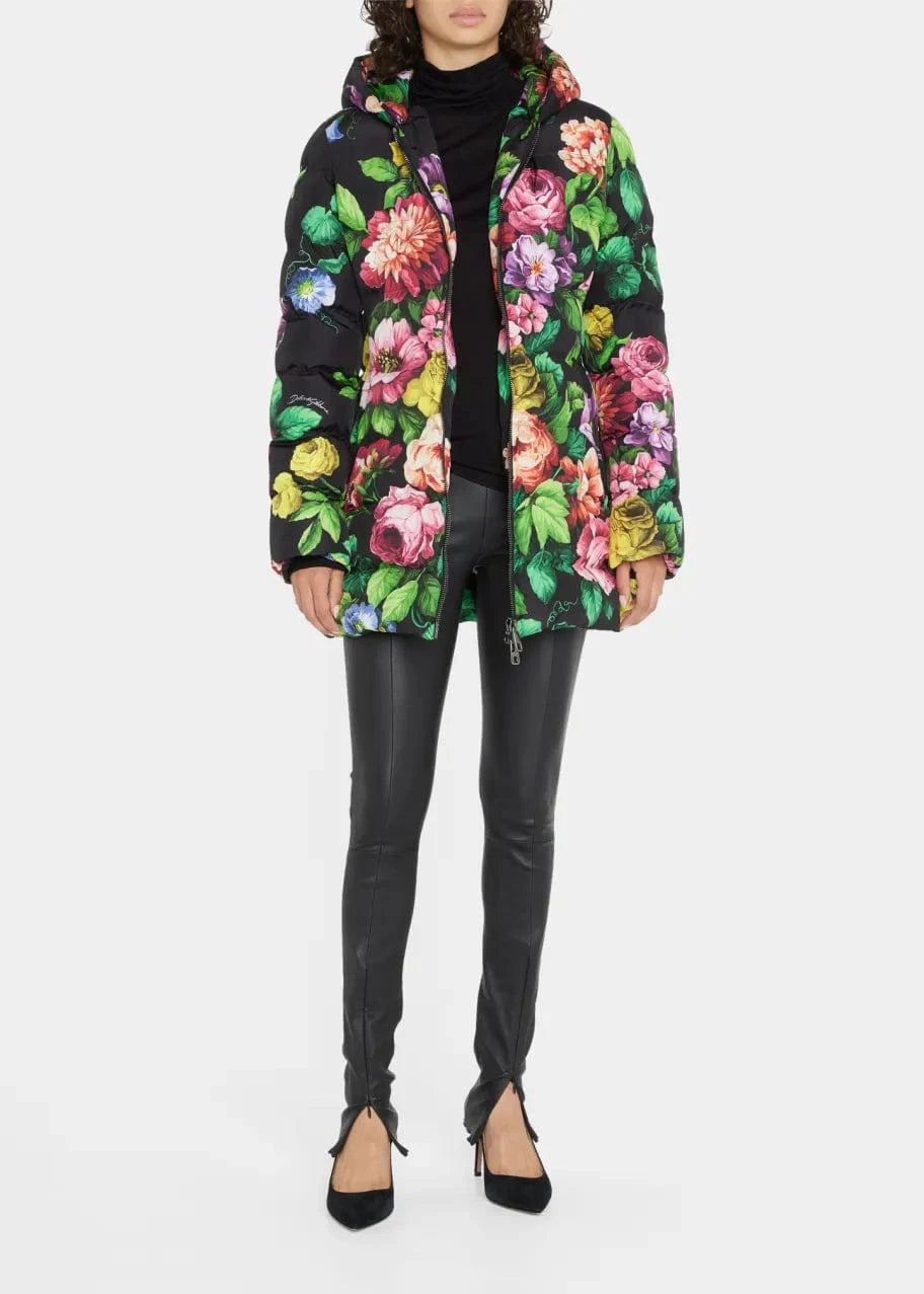 Dolce & Gabbana Floral-Print Hooded Down Jacket