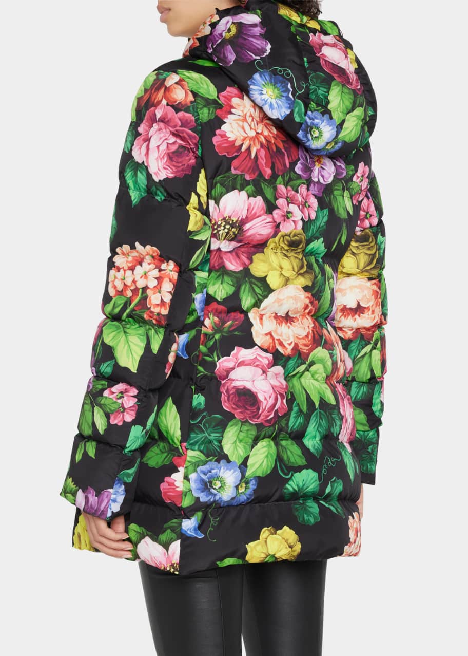 Dolce & Gabbana Floral-Print Hooded Down Jacket