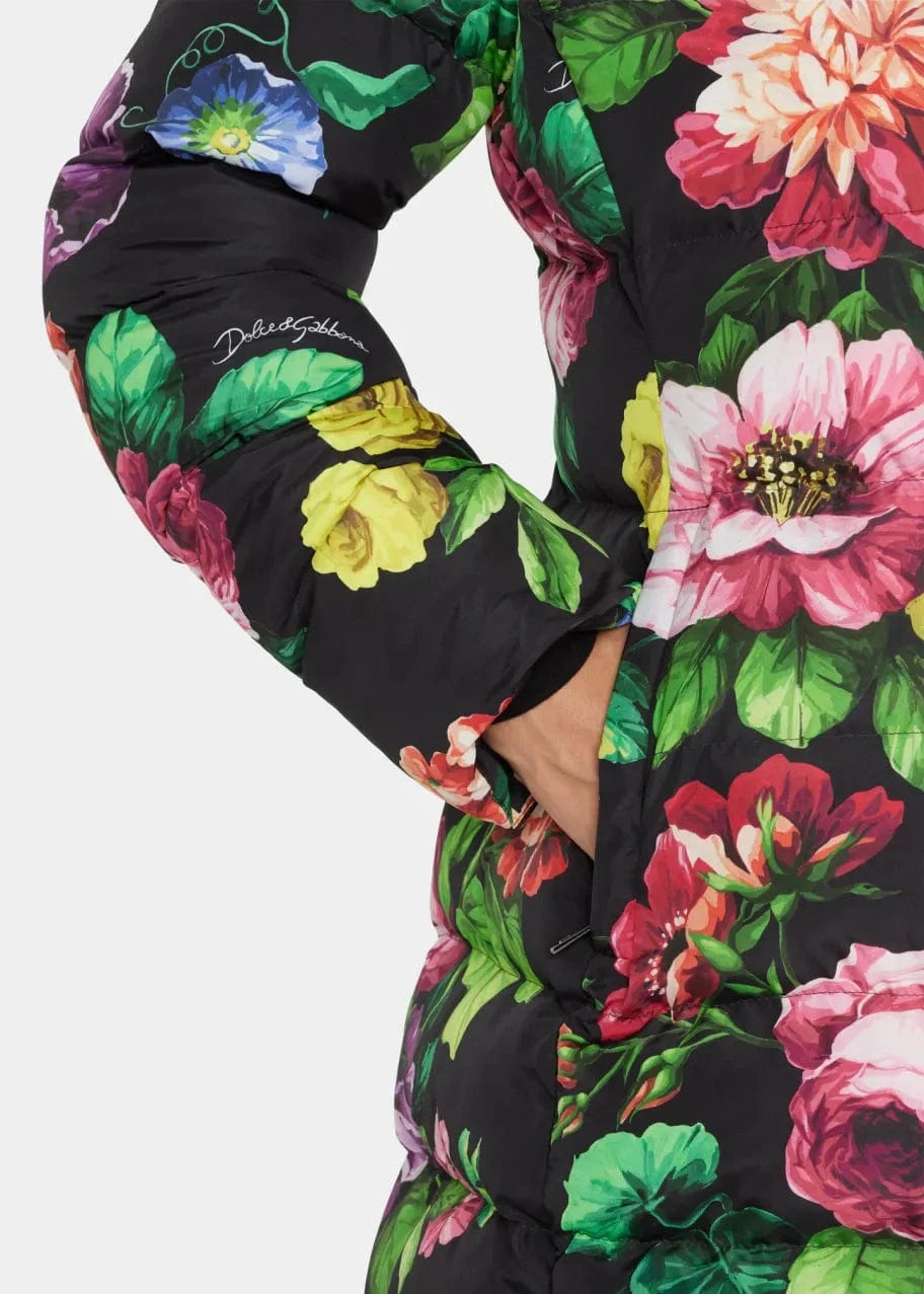 Dolce & Gabbana Floral-Print Hooded Down Jacket