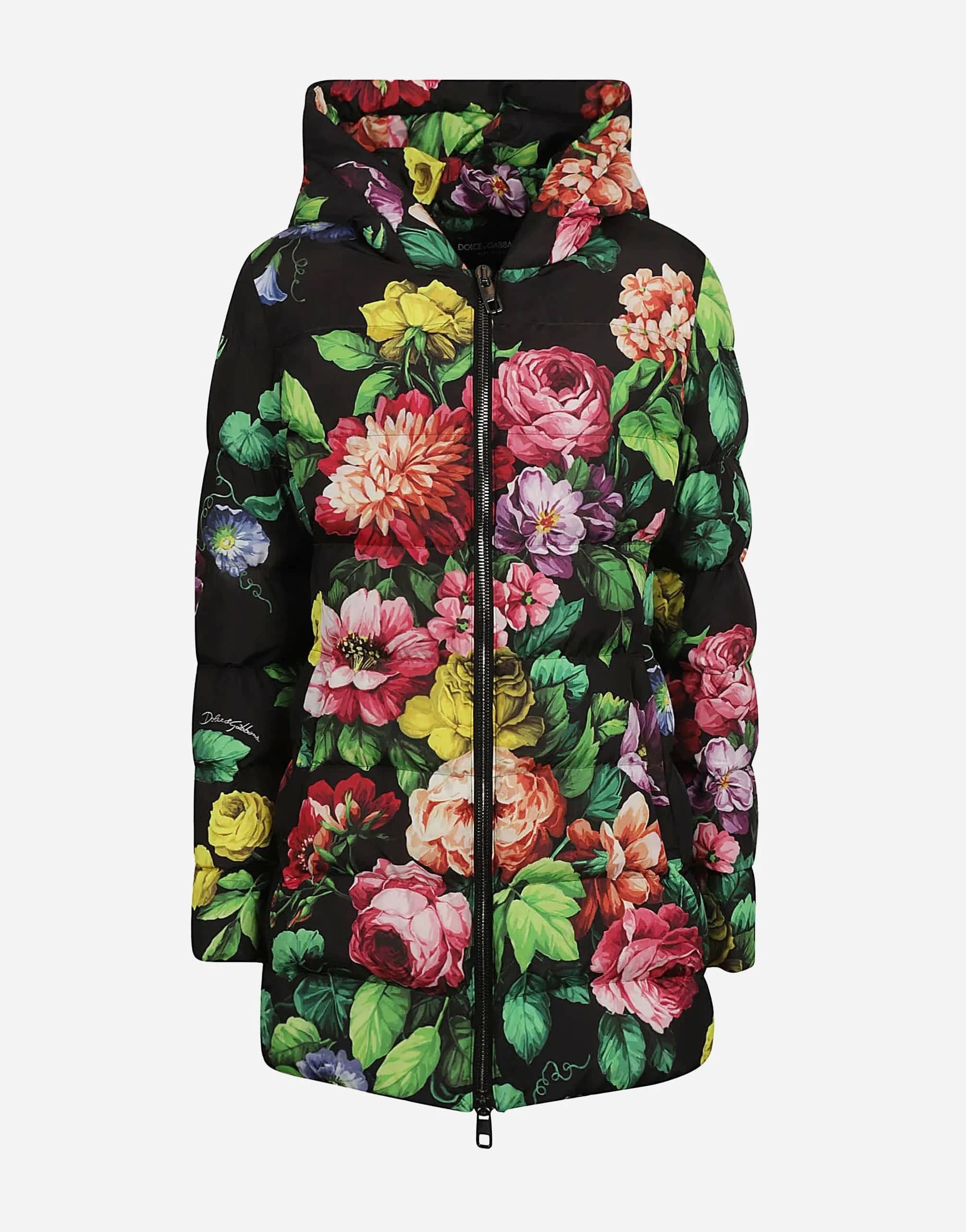 Dolce & Gabbana Floral-Print Hooded Down Jacket