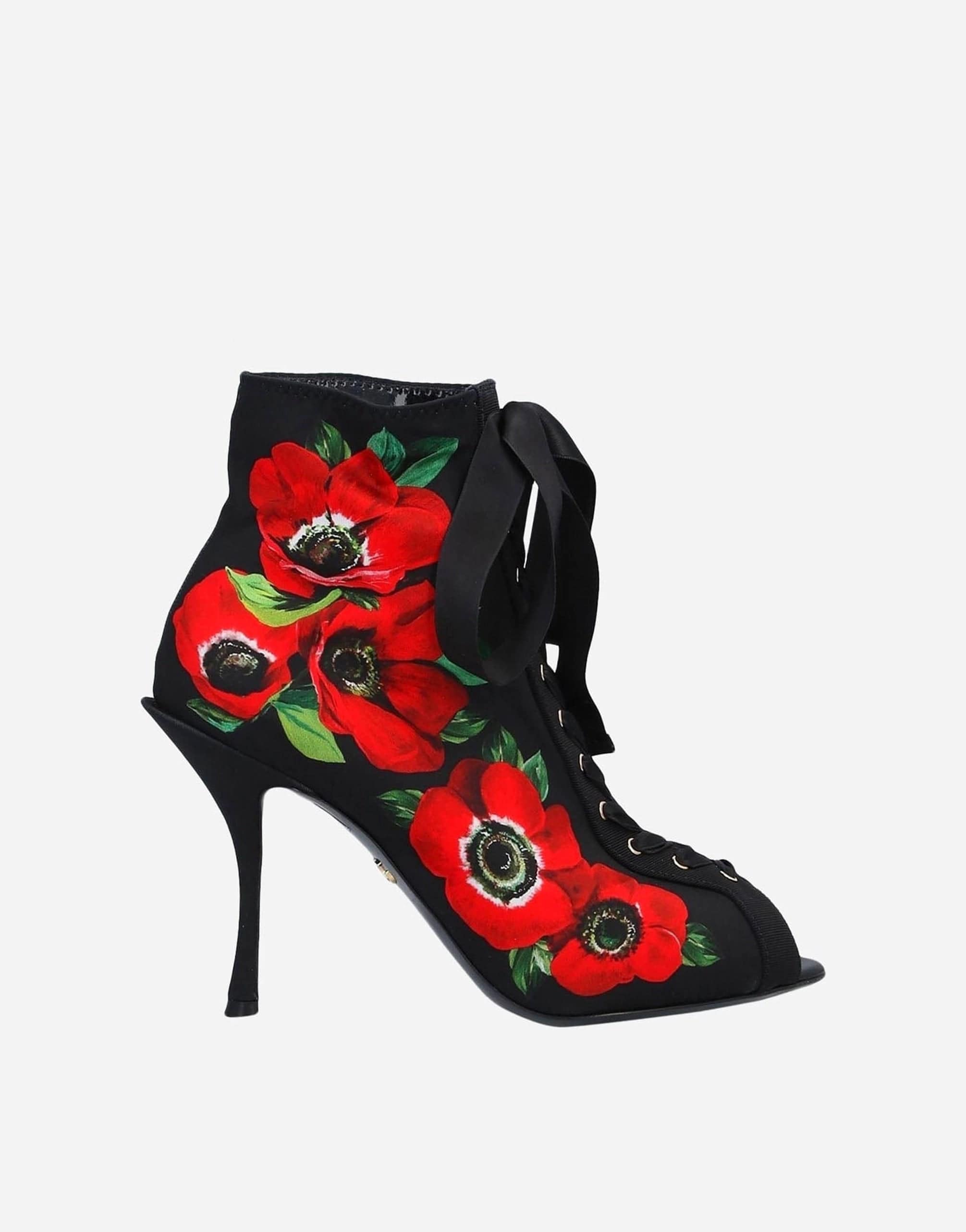 Dolce & Gabbana Floral-Print Jersey Ankle Boots