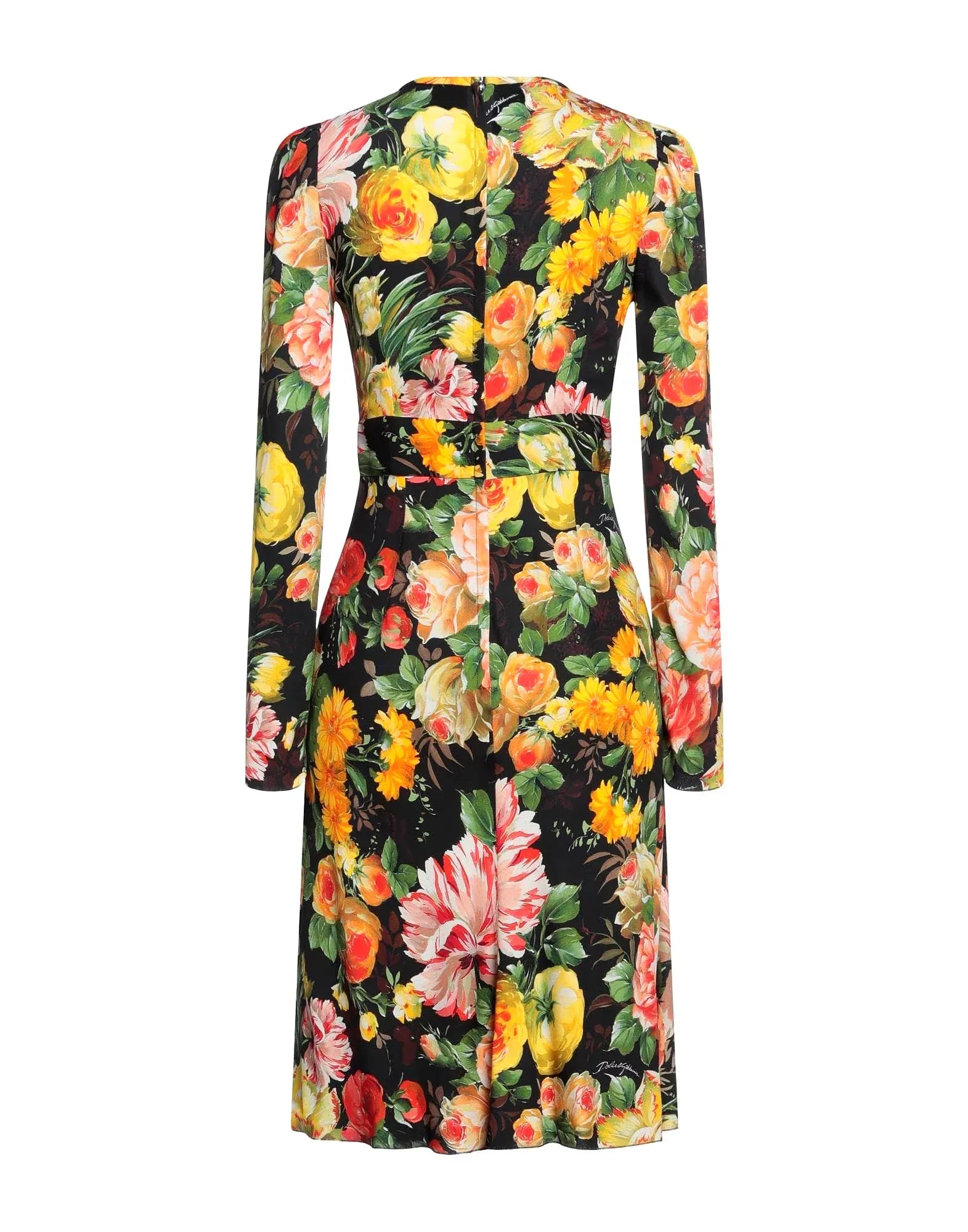 Dolce & Gabbana Floral Print Long Sleeve Midi Dress