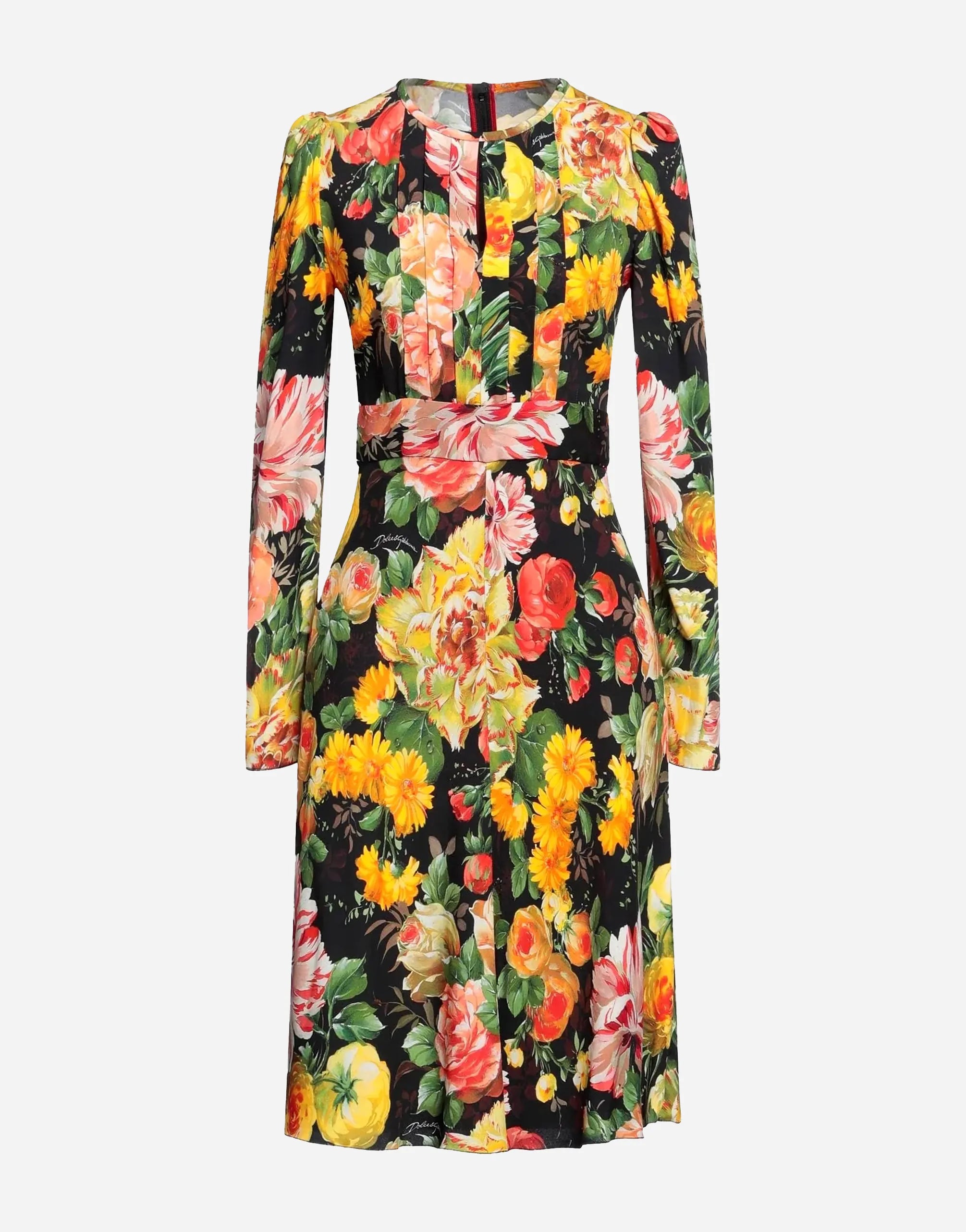 Dolce & Gabbana Floral Print Long Sleeve Midi Dress