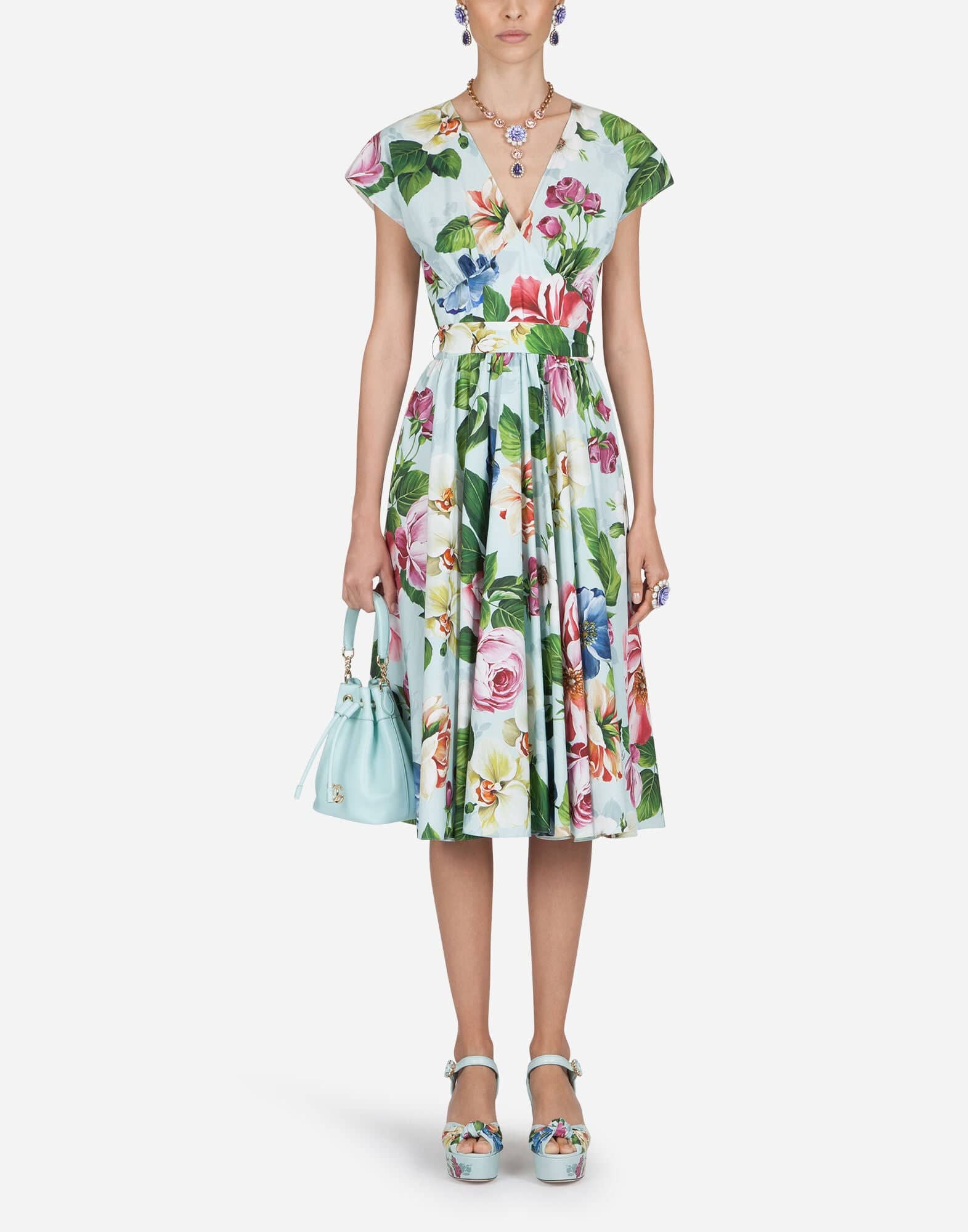 Dolce & Gabbana Floral-Print Poplin Midi Dress