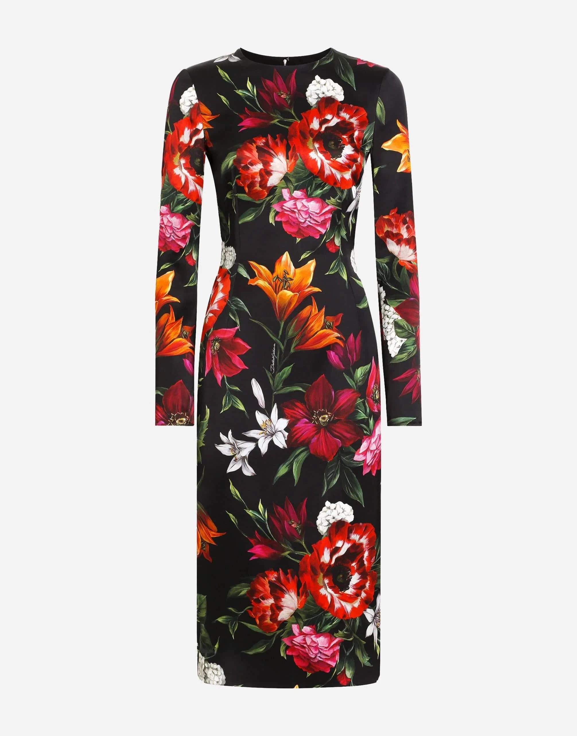 Dolce & Gabbana Floral-Print Satin Fitted Dress