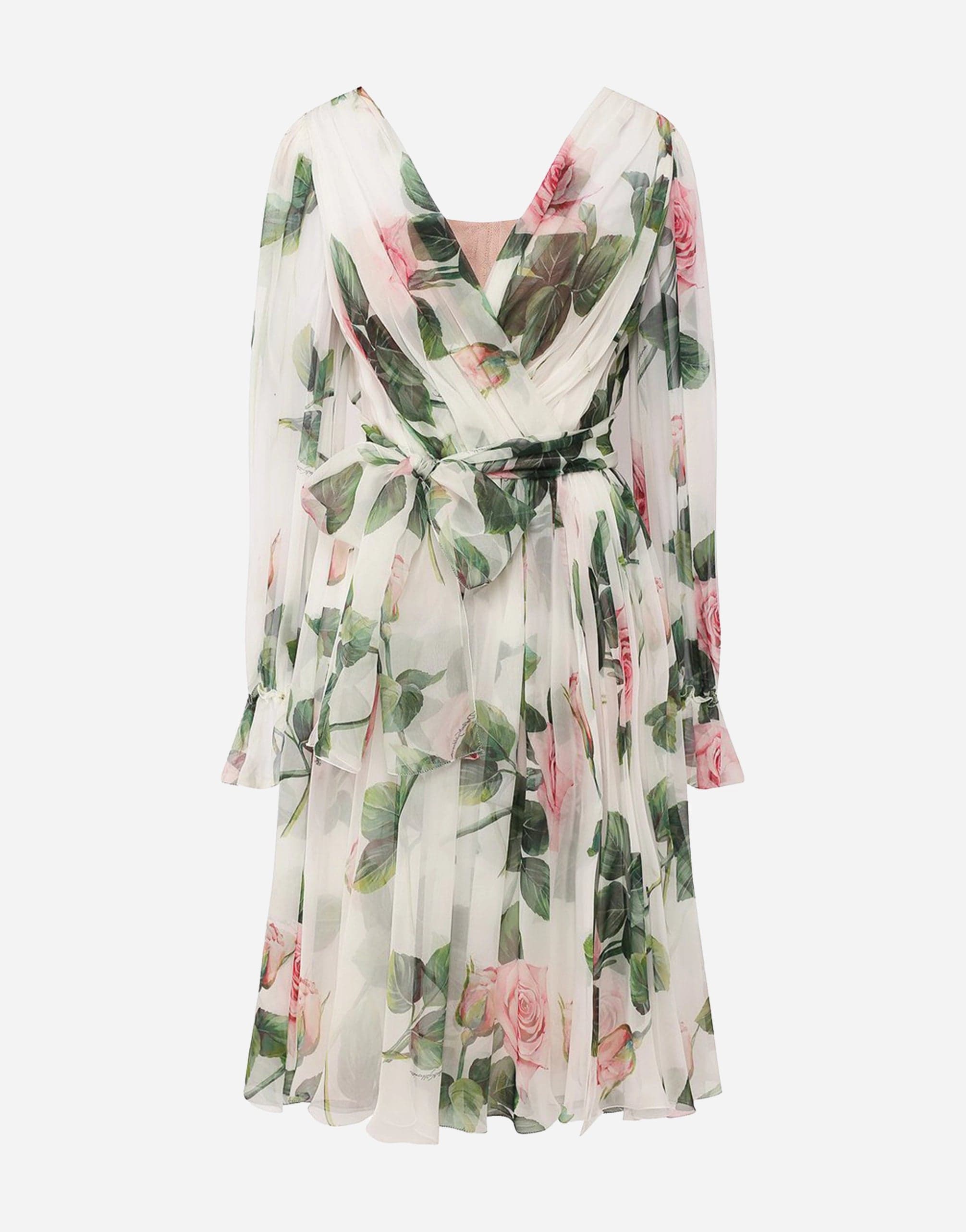 Dolce & Gabbana Floral Print Silk Chiffon A-Line Dress