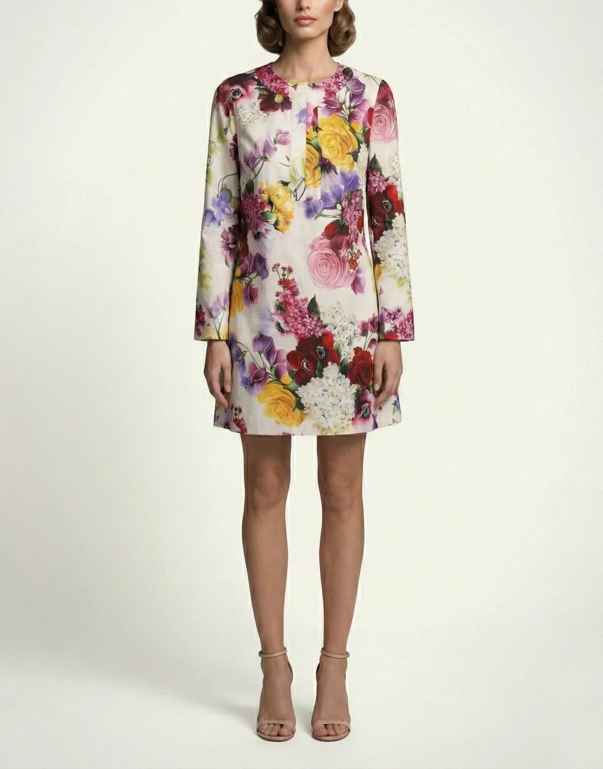 Dolce & Gabbana Floral Print Silk Mini Shift Dress