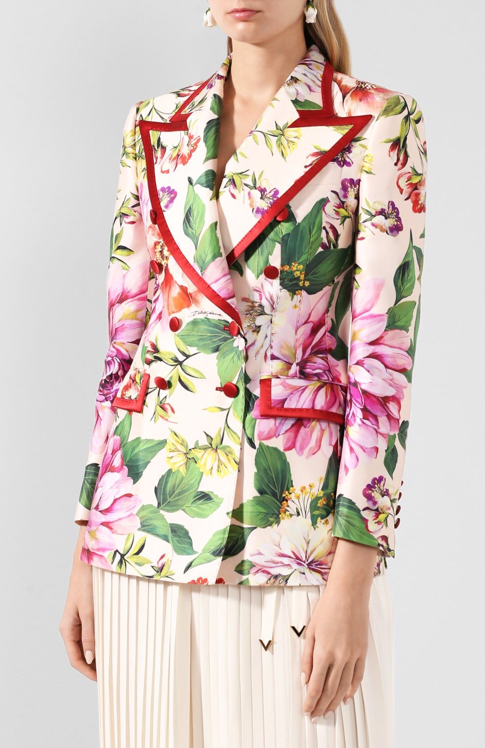 Dolce & Gabbana Floral-Printed Double-Breasted Jacket
