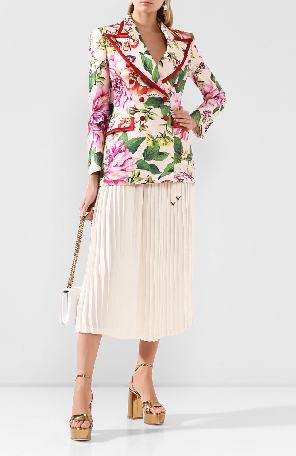 Dolce & Gabbana Floral-Printed Double-Breasted Jacket