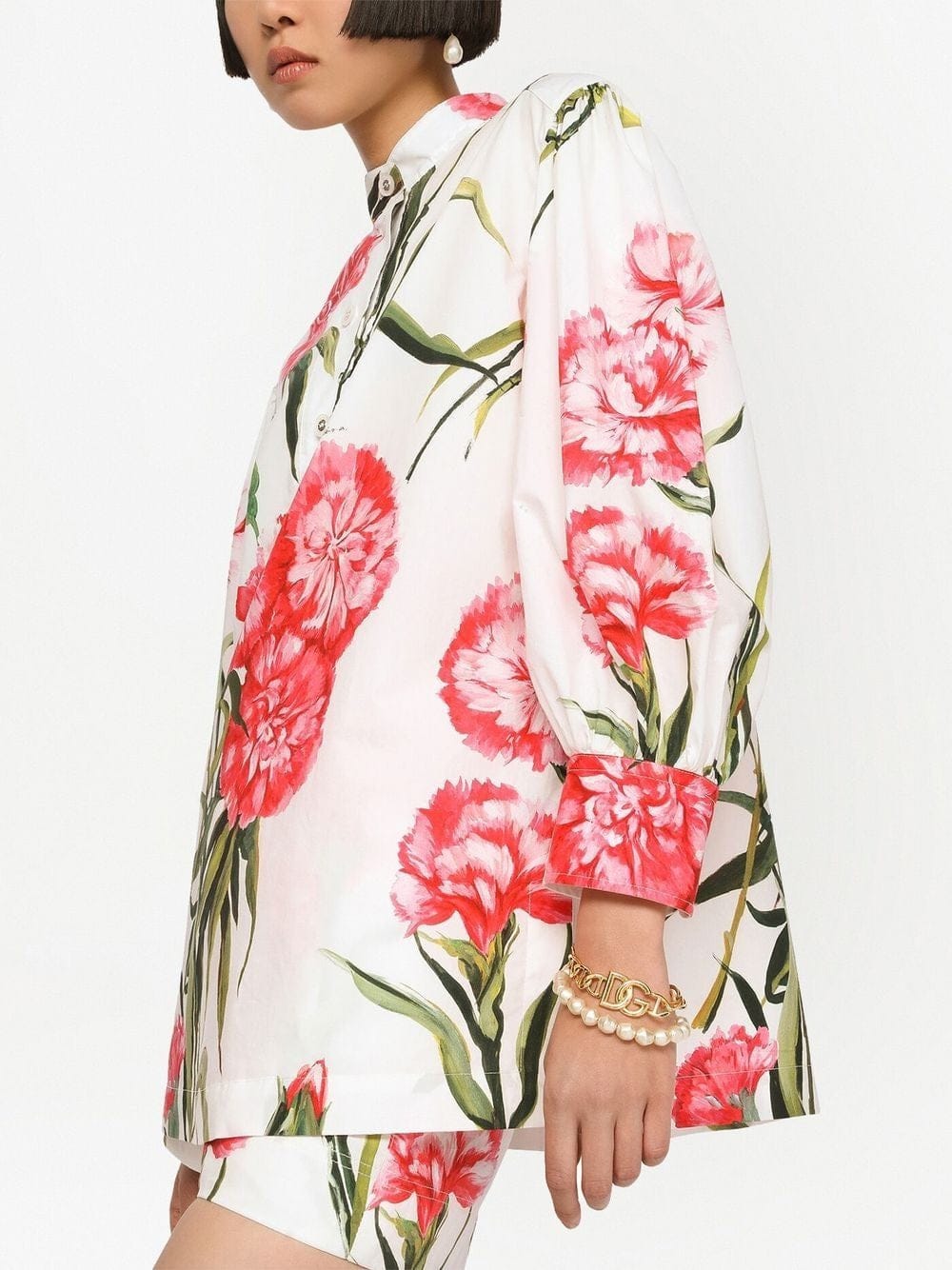 Dolce & Gabbana Floral Puff-Sleeve Shirt