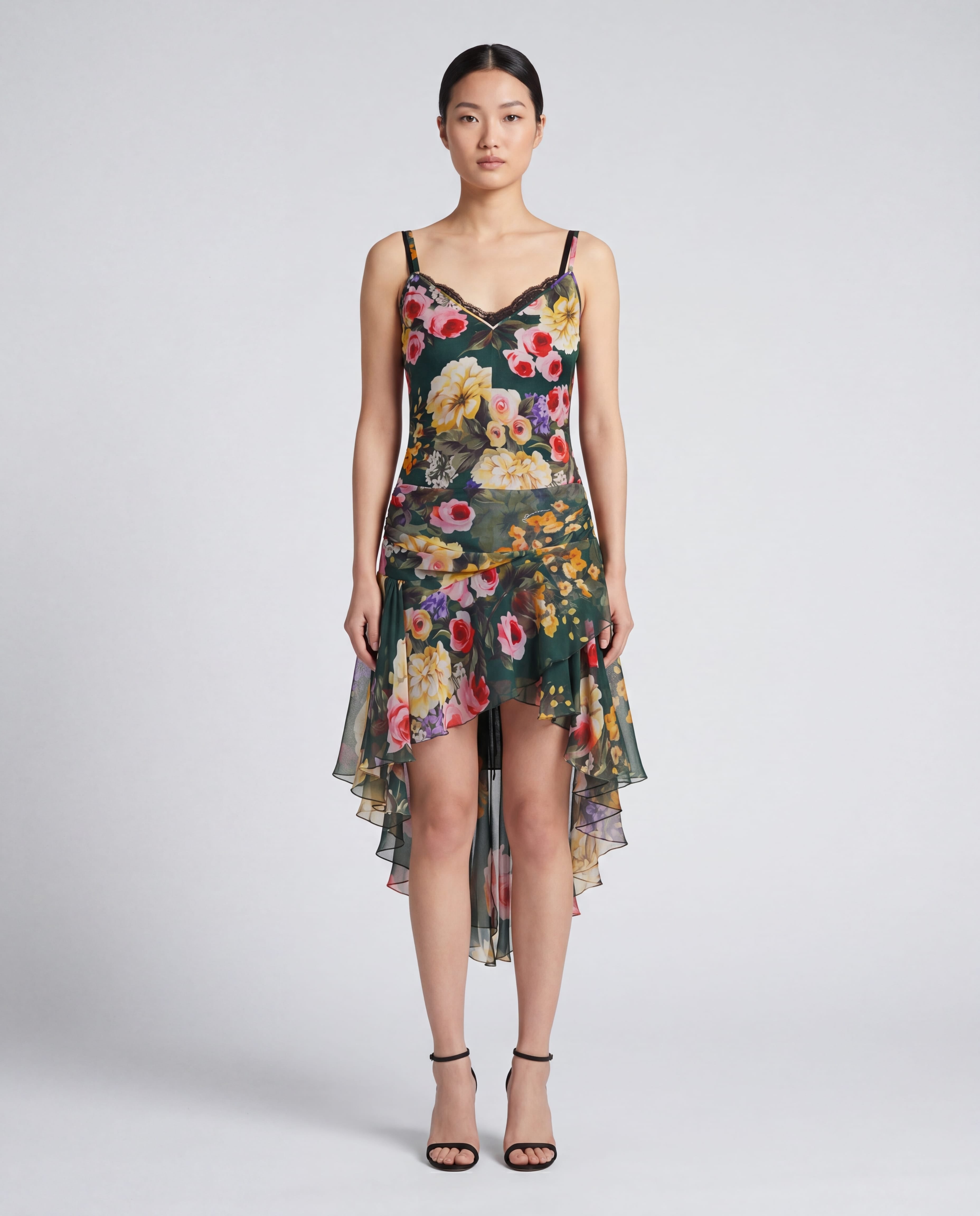Dolce & Gabbana Floral Silk Chiffon Asymmetric Dress - alternate view