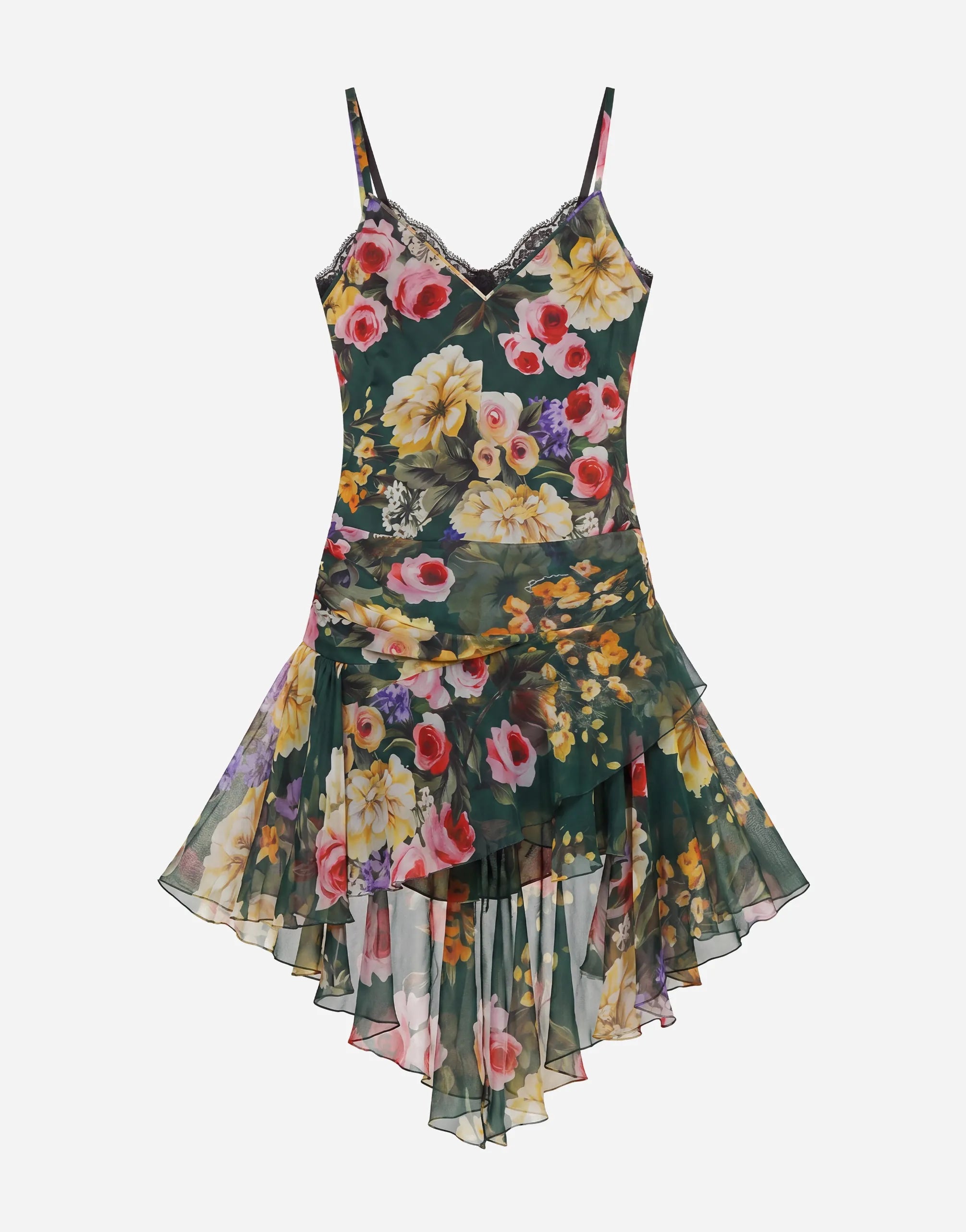 Dolce & Gabbana Floral Silk Chiffon Asymmetric Dress