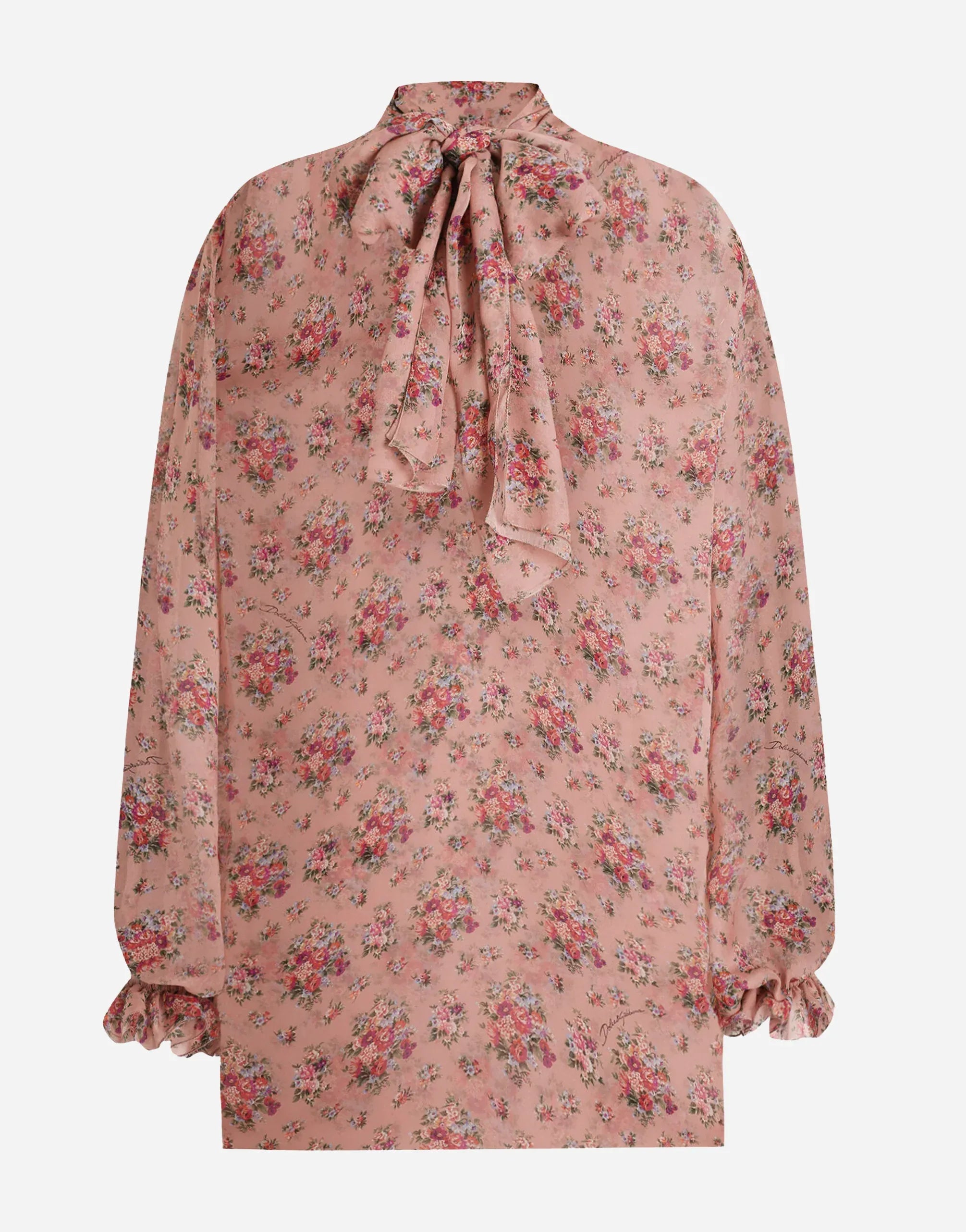 Dolce & Gabbana Flower Bouquets-Print Chiffon Blouse