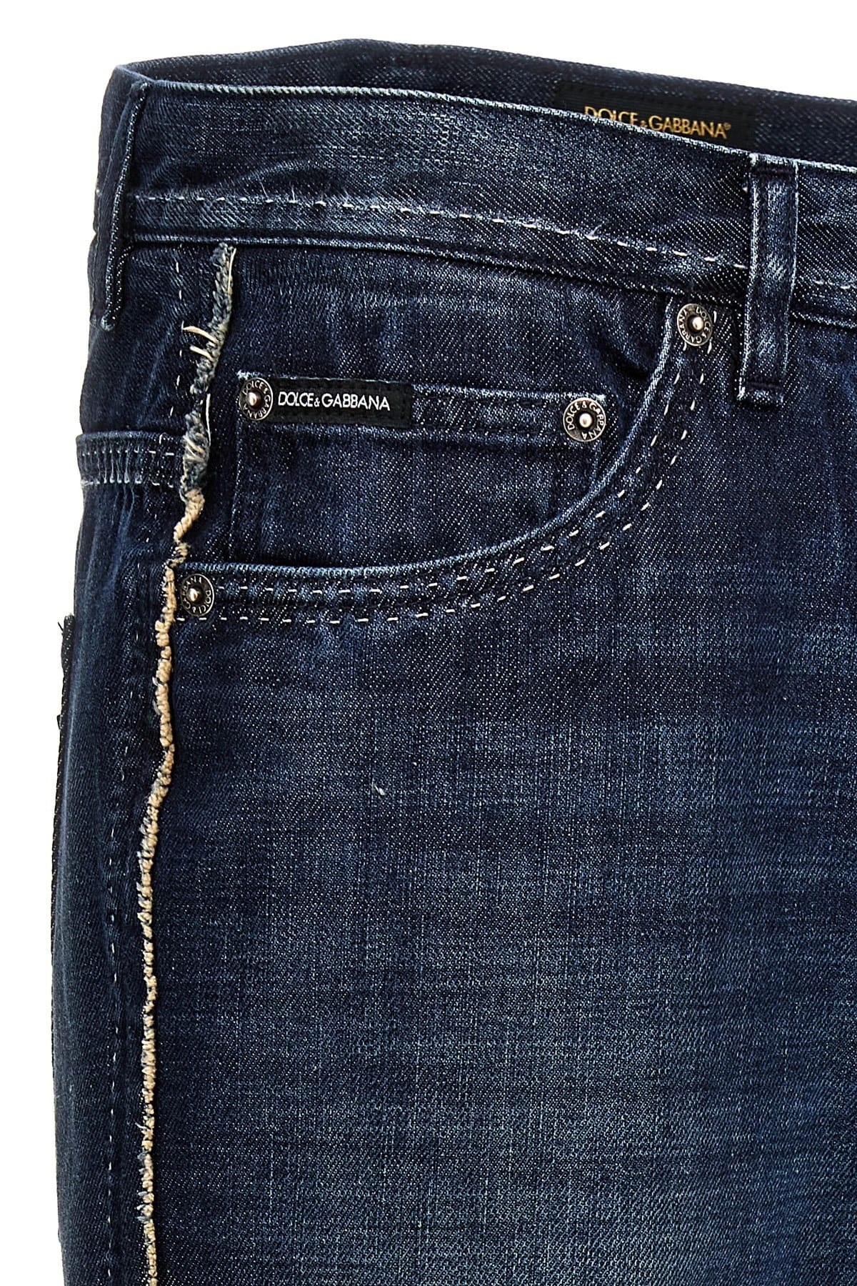 Dolce & Gabbana Dolce & Gabbana Fringed Stitching Skinny Jeans