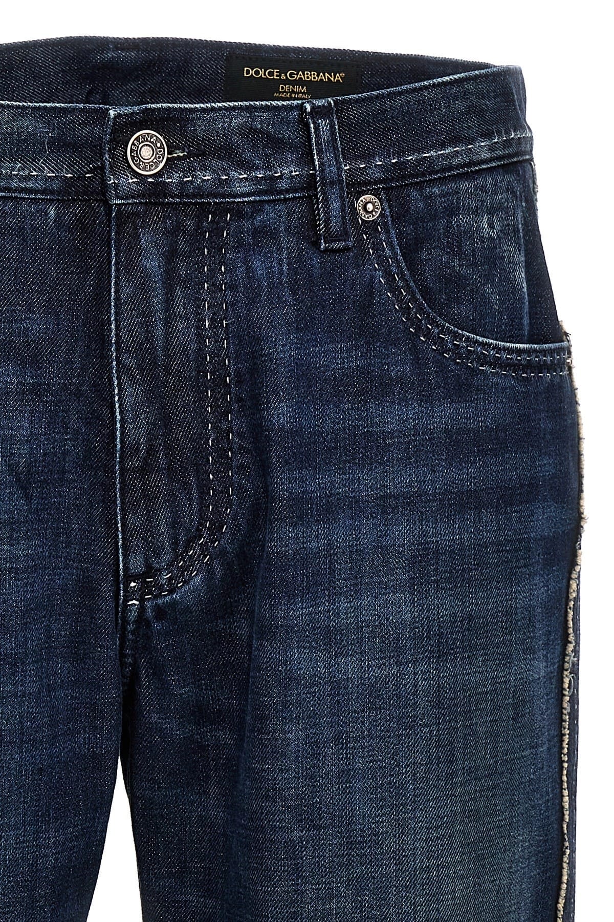 Dolce & Gabbana Dolce & Gabbana Fringed Stitching Skinny Jeans