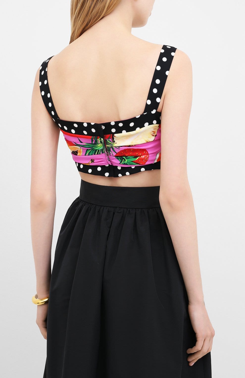 Dolce & Gabbana Fruits Polka Dot Print Silk Top