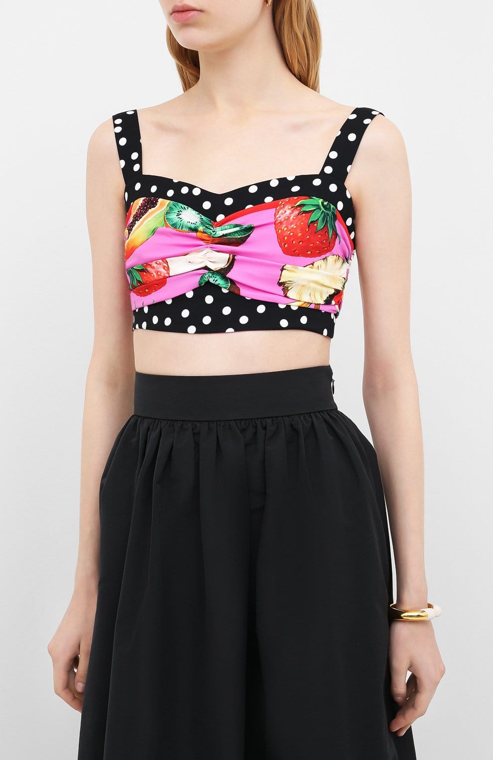 Dolce & Gabbana Fruits Polka Dot Print Silk Top