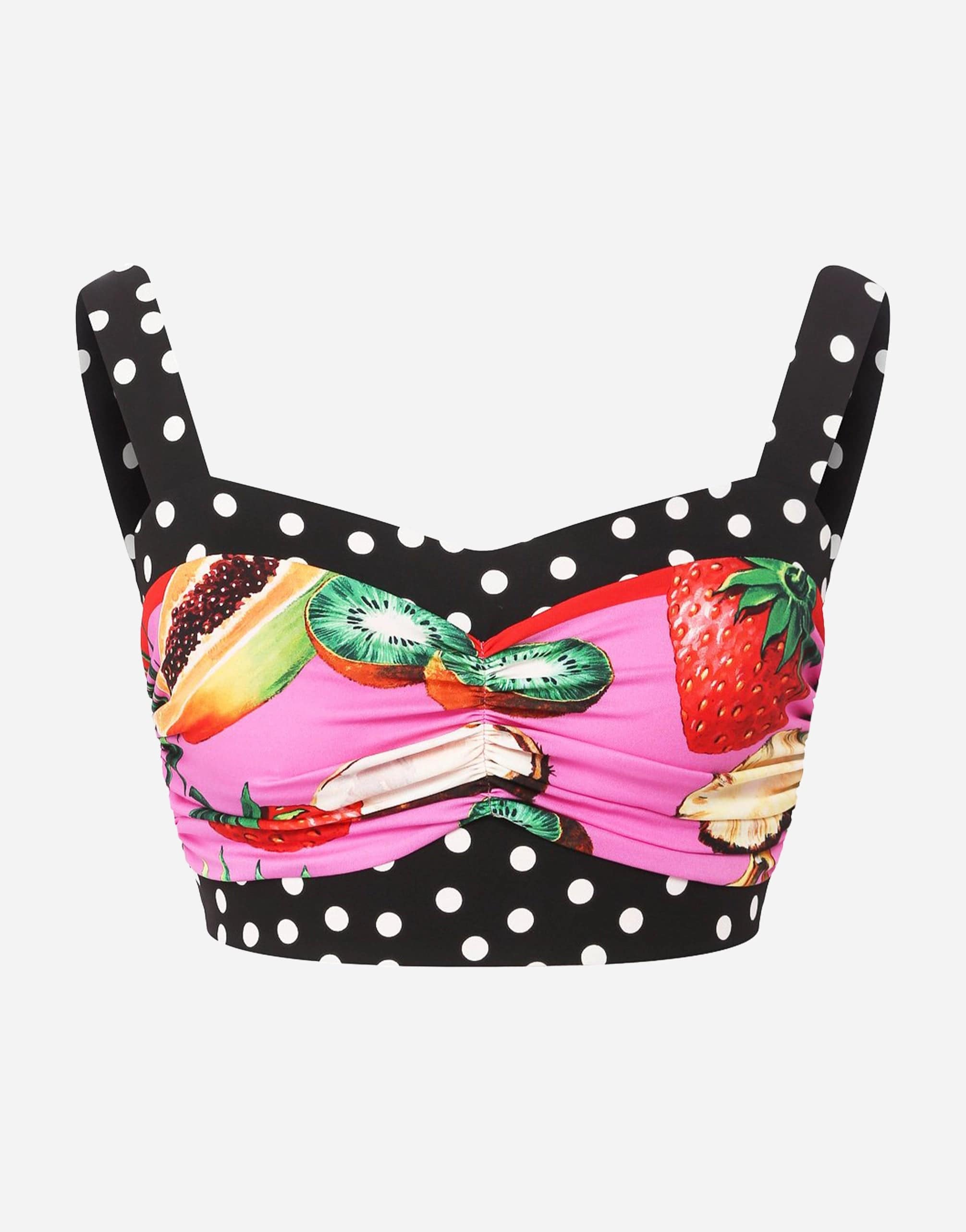Dolce & Gabbana Fruits Polka Dot Print Silk Top
