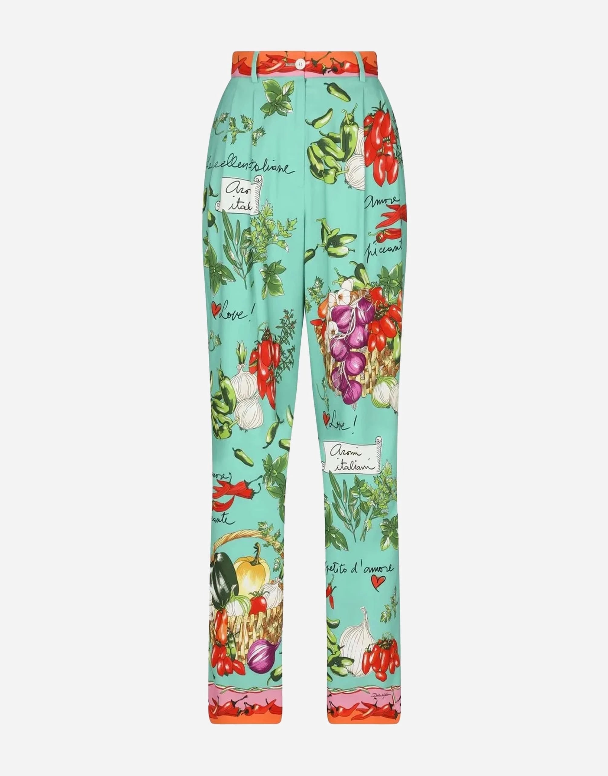 Dolce & Gabbana Garden-Print Stretch Silk Trousers