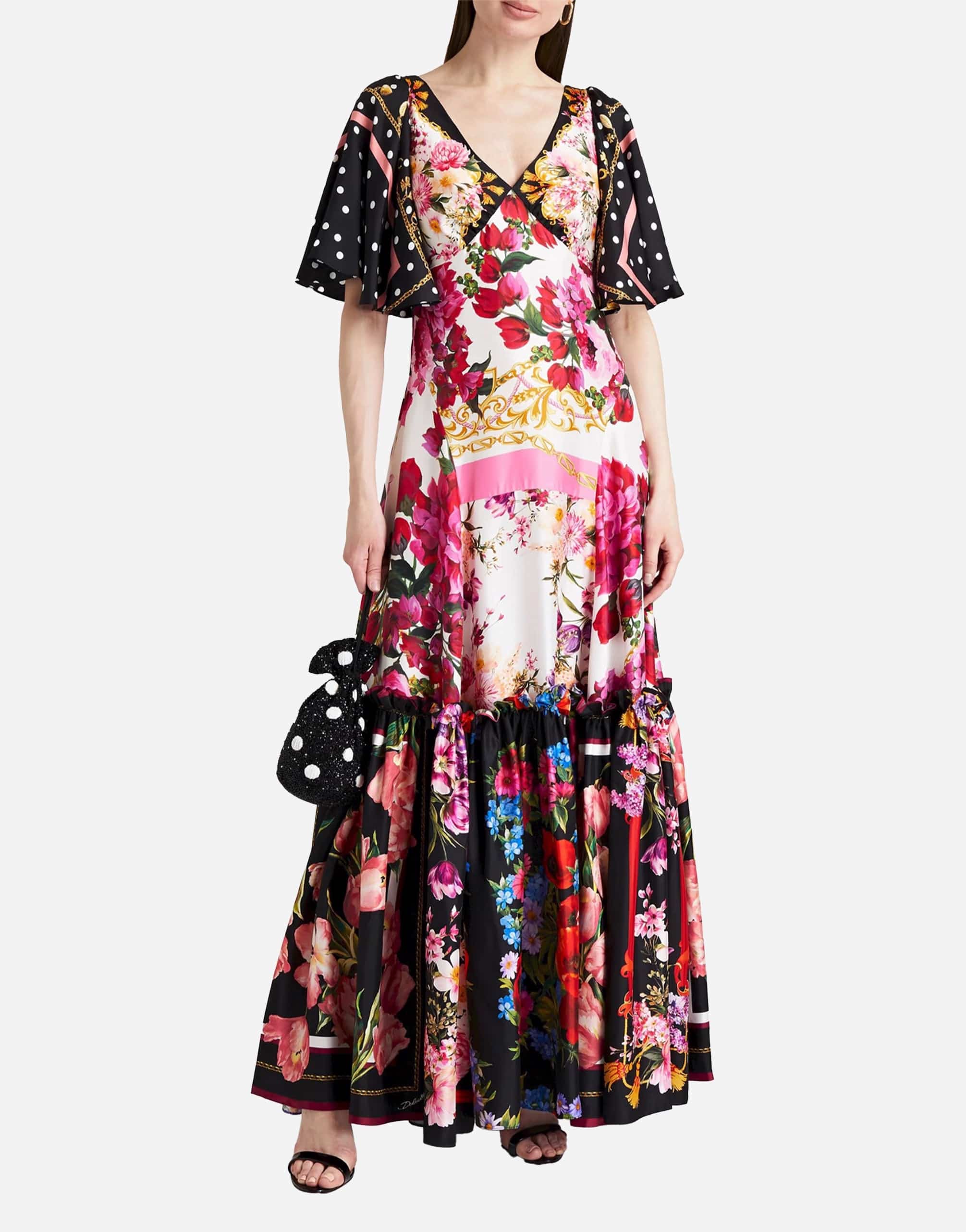 Dolce & Gabbana Gathered Floral-Print Silk Gown