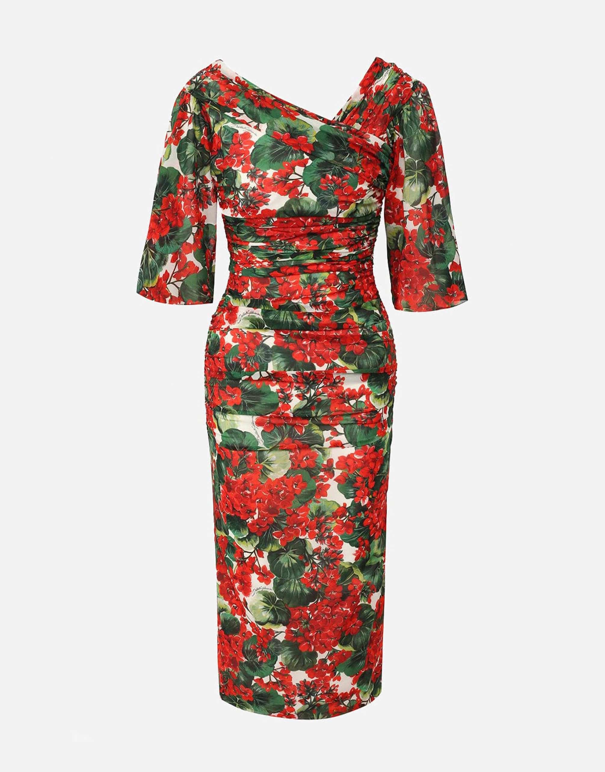 Dolce & Gabbana Geranium-Print Silk-Blend Dress | Sendegaro