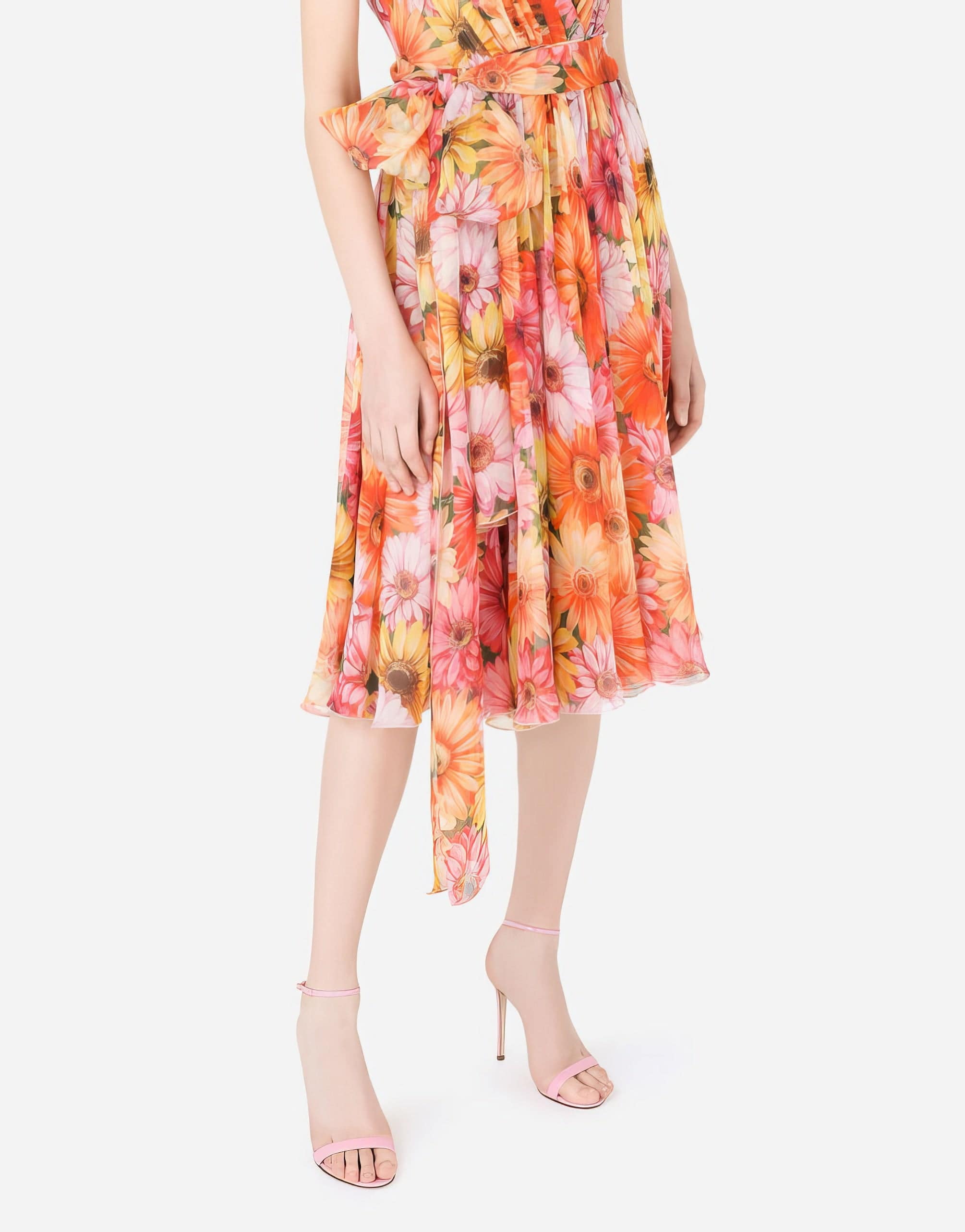 Dolce & Gabbana Gerbera-Daisy Print Chiffon Midi Dress