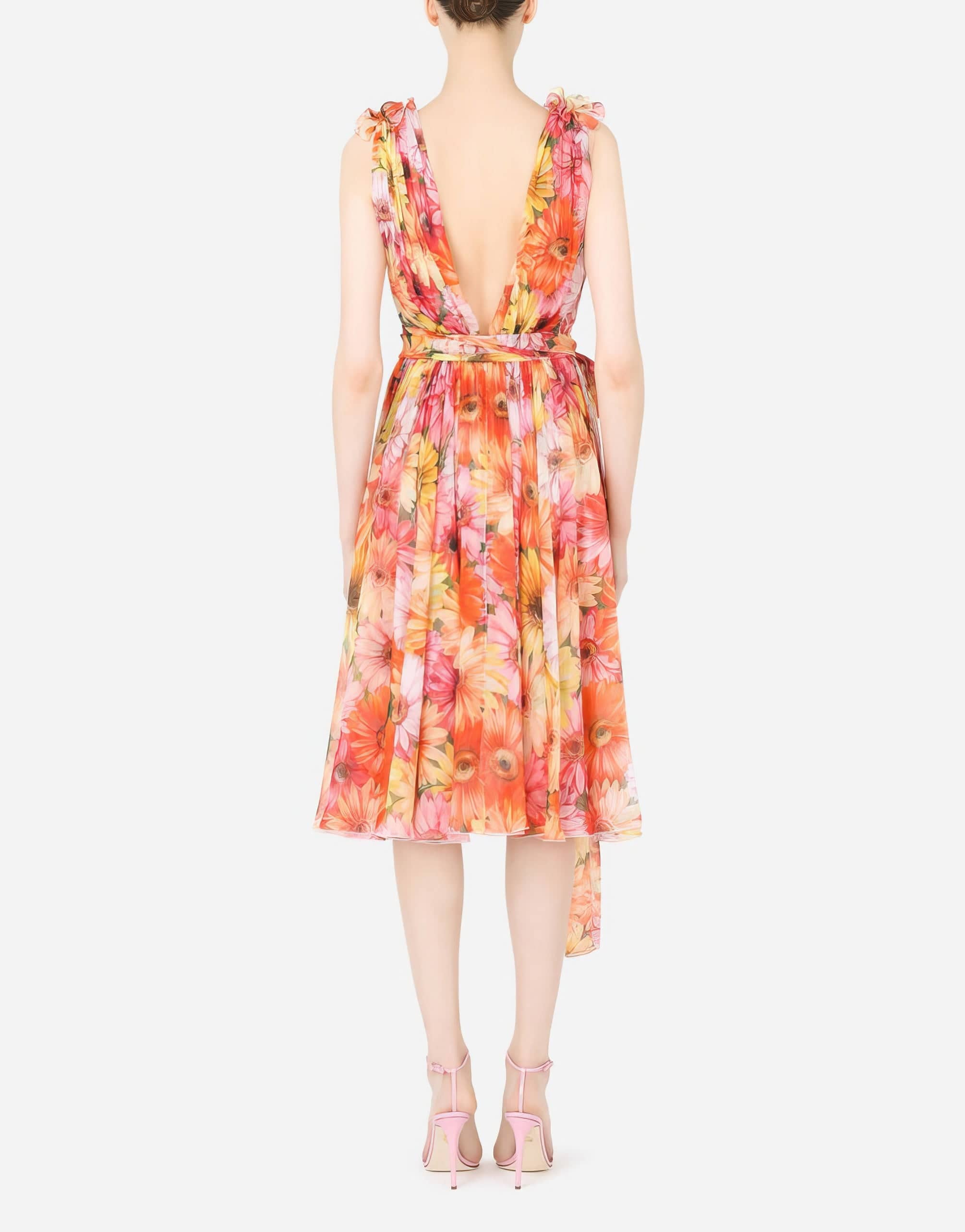 Dolce & Gabbana Gerbera-Daisy Print Chiffon Midi Dress