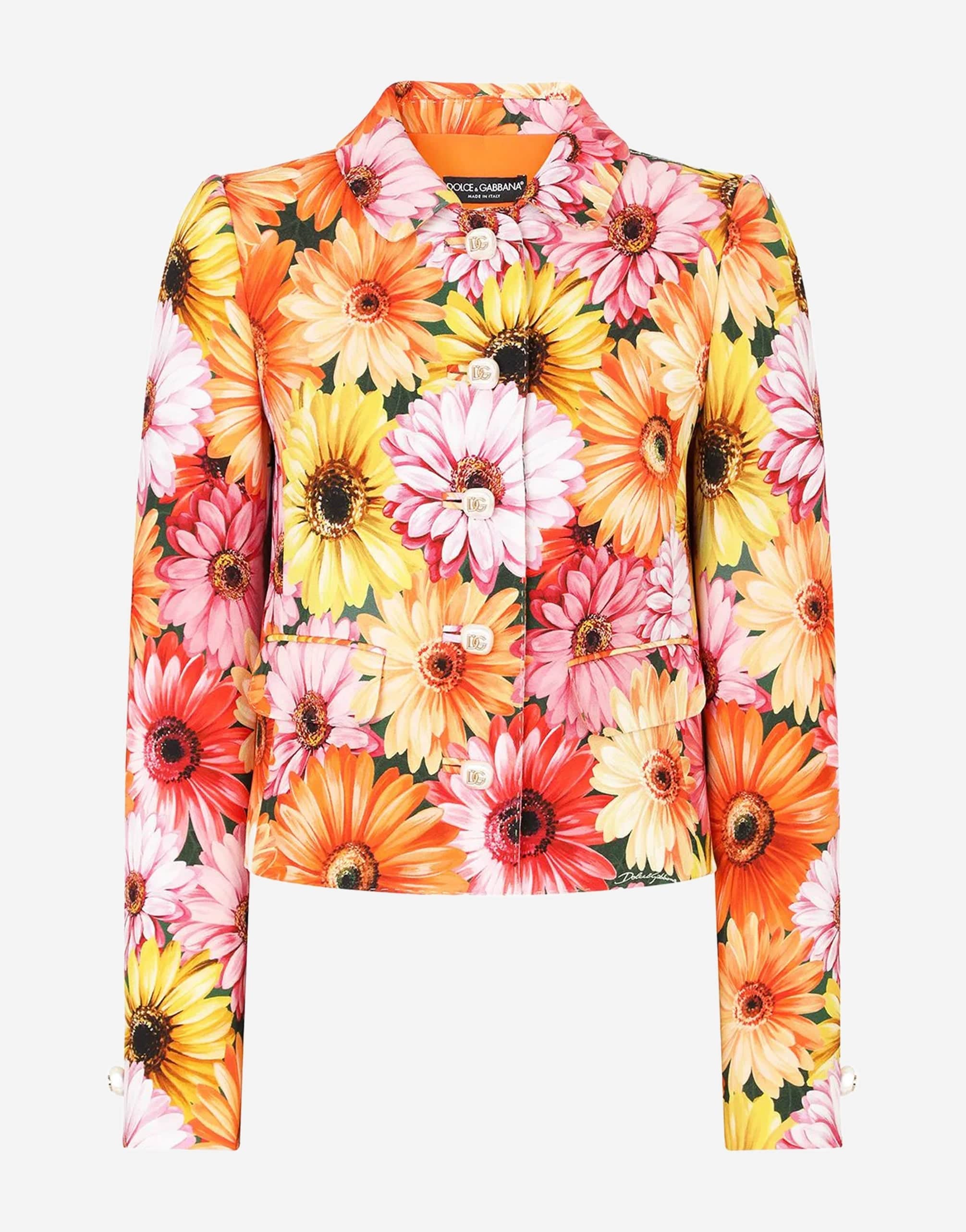 Dolce & Gabbana Gerbera-Daisy Print Cropped Jacket