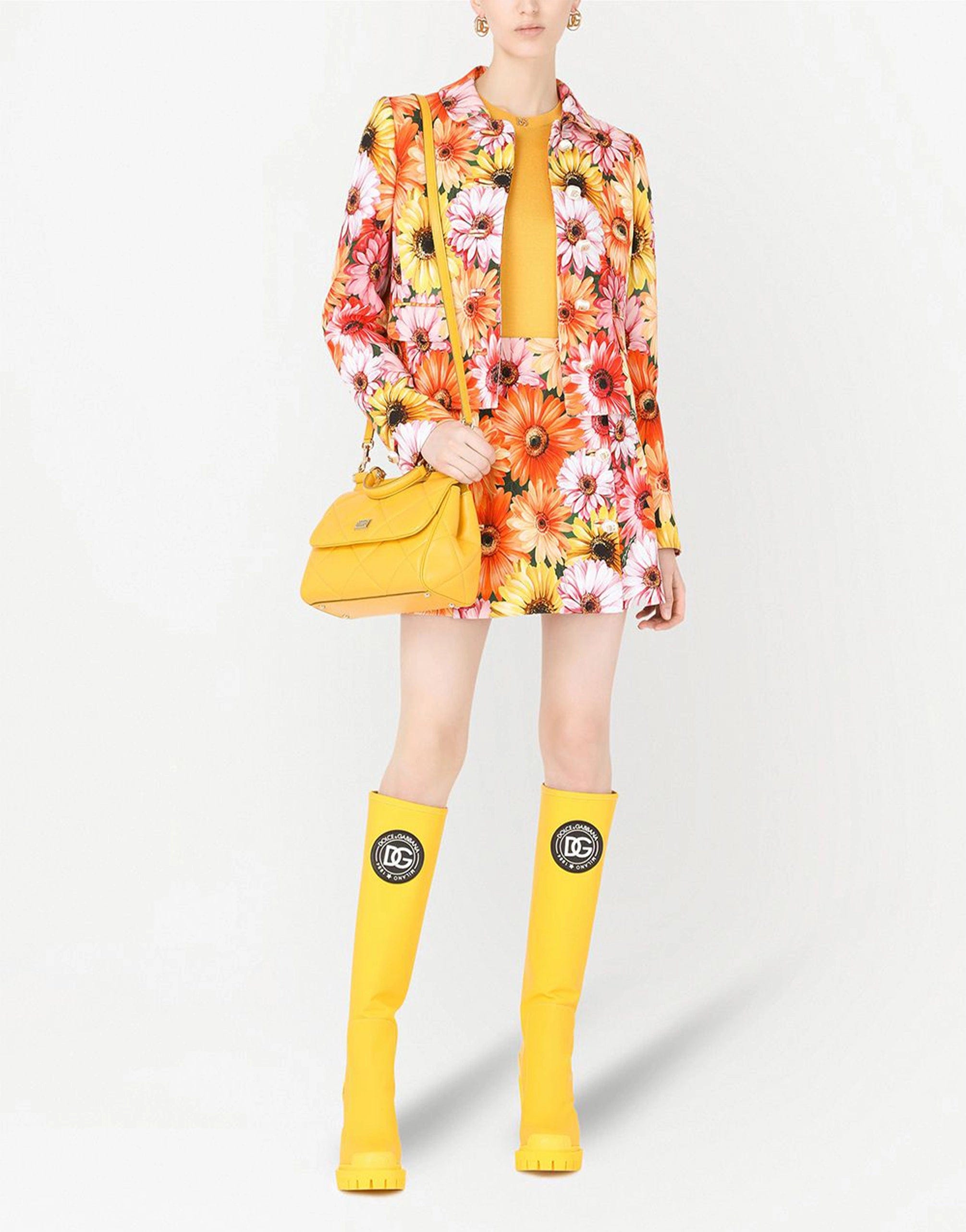 Dolce & Gabbana Gerbera-Daisy Print Cropped Jacket