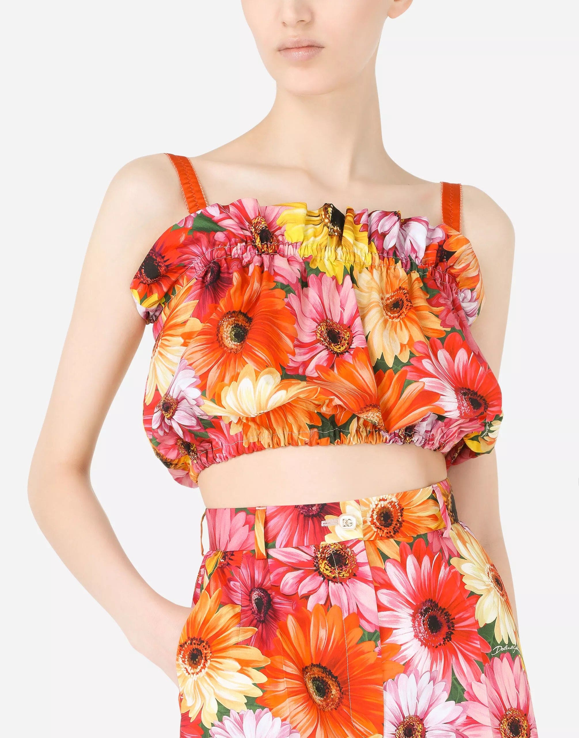 Dolce & Gabbana Gerbera-Daisy Print Poplin Top