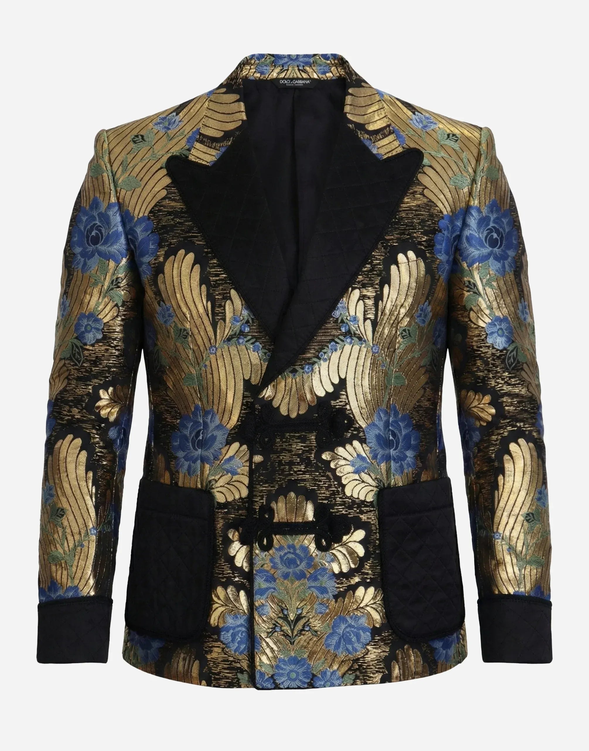 Dolce & Gabbana Gold Jacquard Double-Breasted Tuxedo Jacket