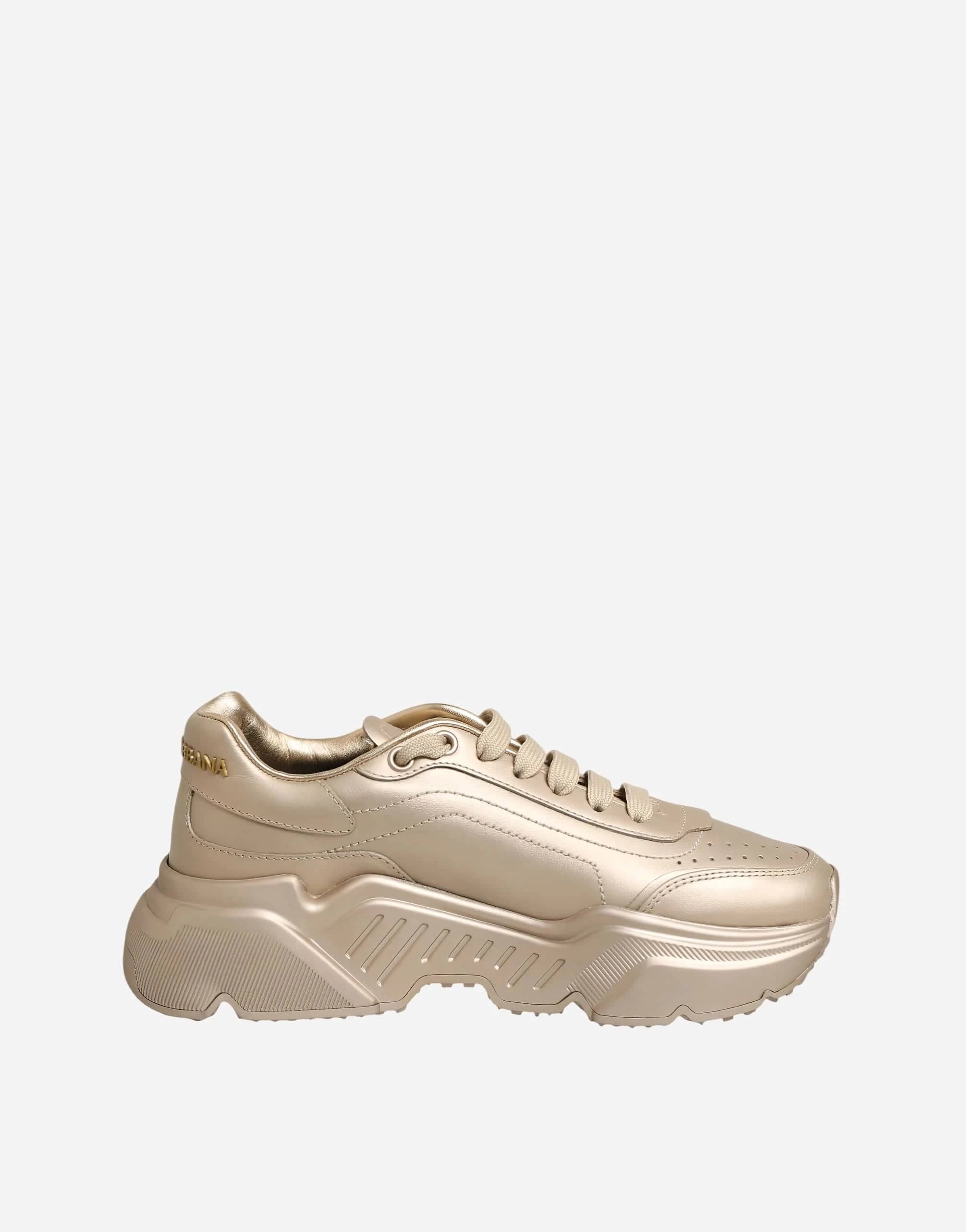 Dolce & Gabbana Gold Leather Daymaster Sneakers