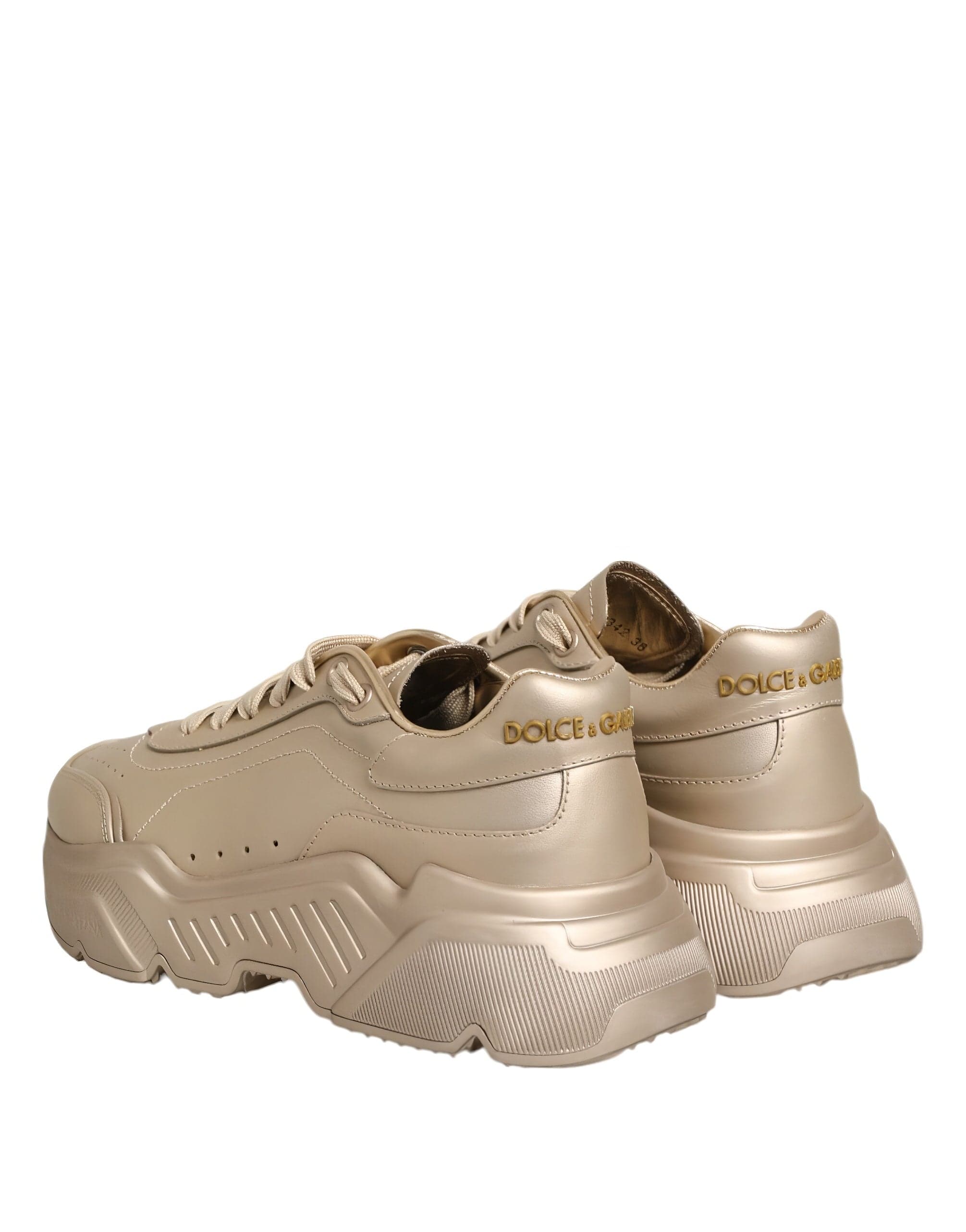 Dolce & Gabbana Gold Leather Daymaster Sneakers