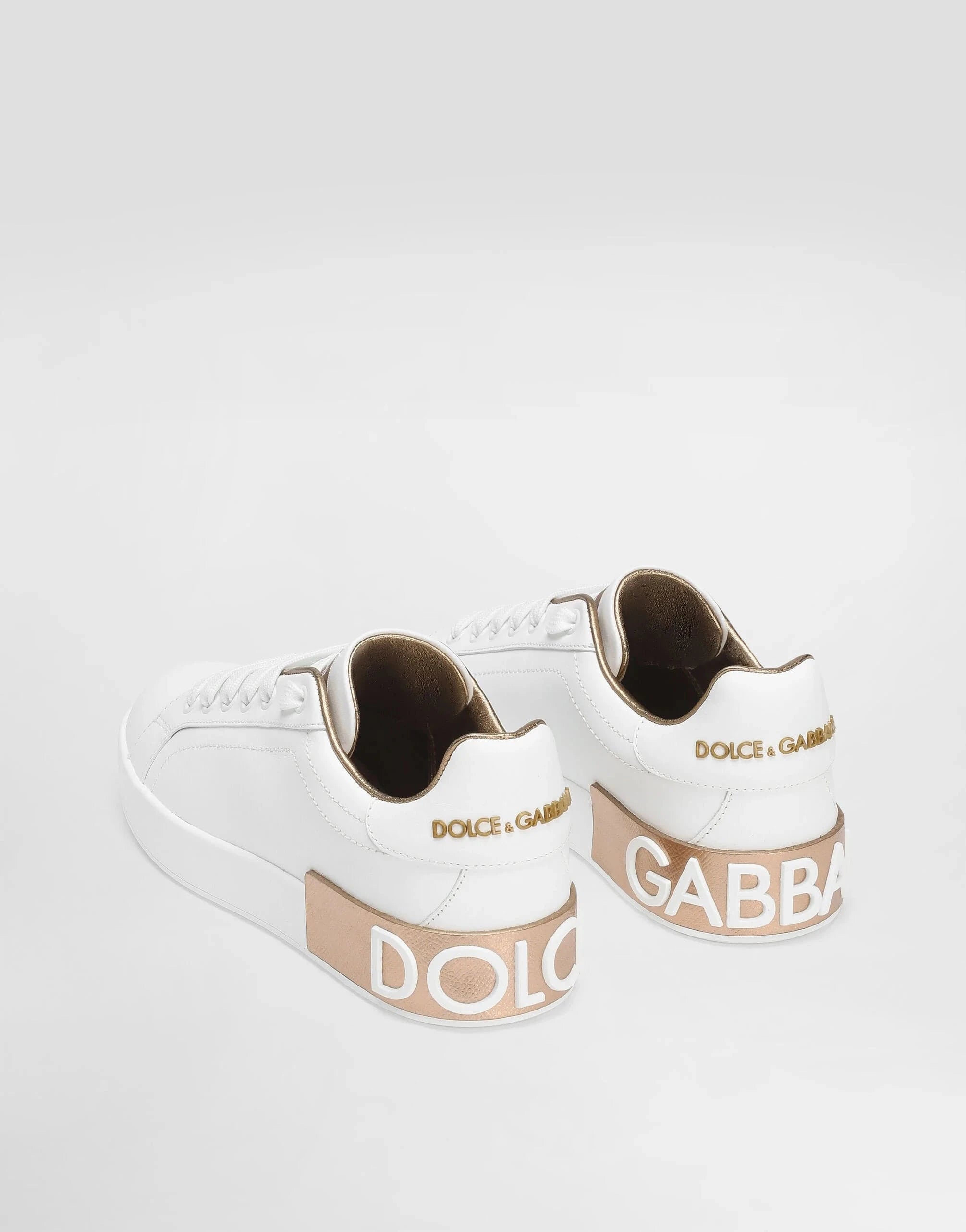 Dolce & Gabbana Gold Logo Calfskin Portofino sneakers