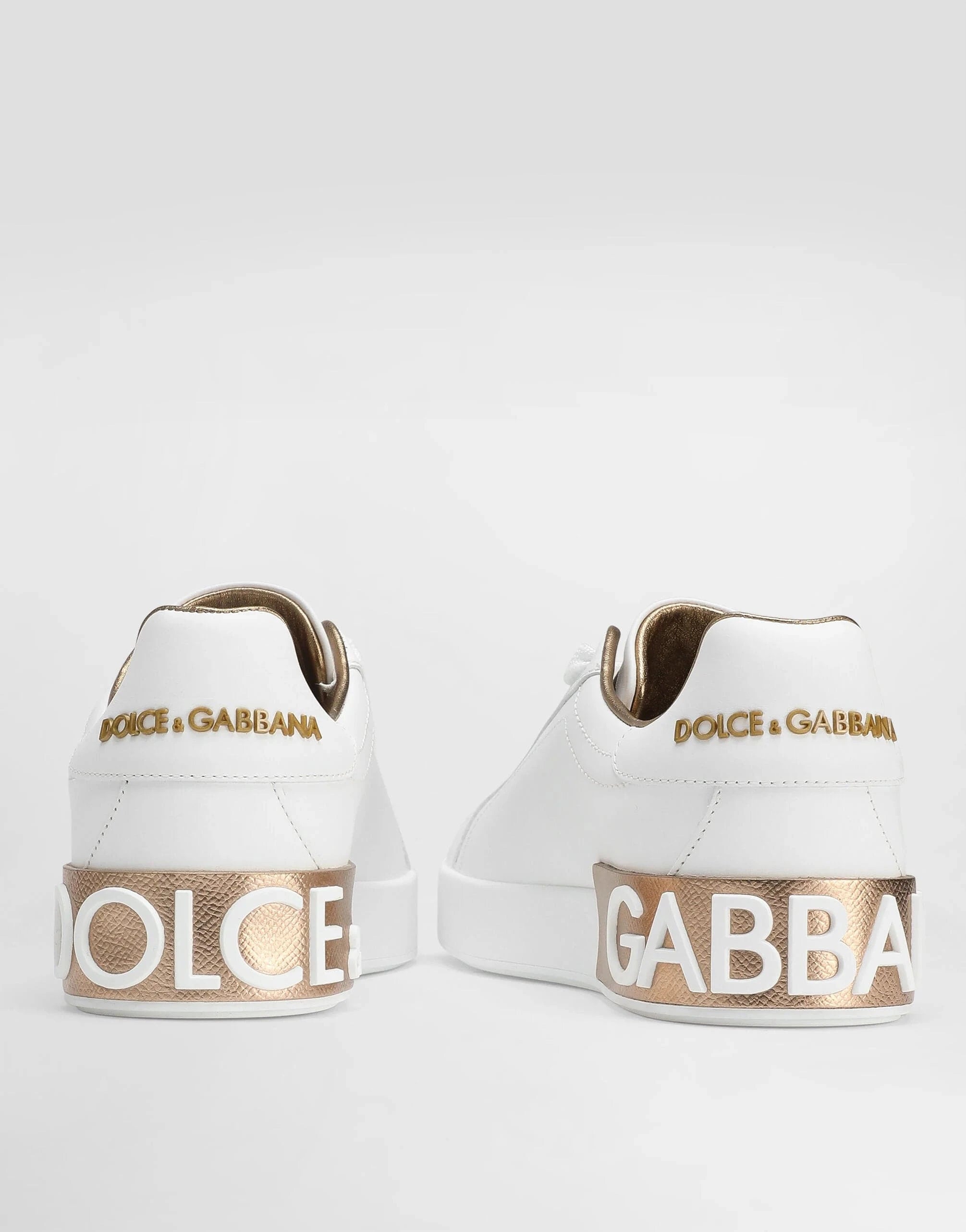 Dolce & Gabbana Gold Logo Calfskin Portofino sneakers
