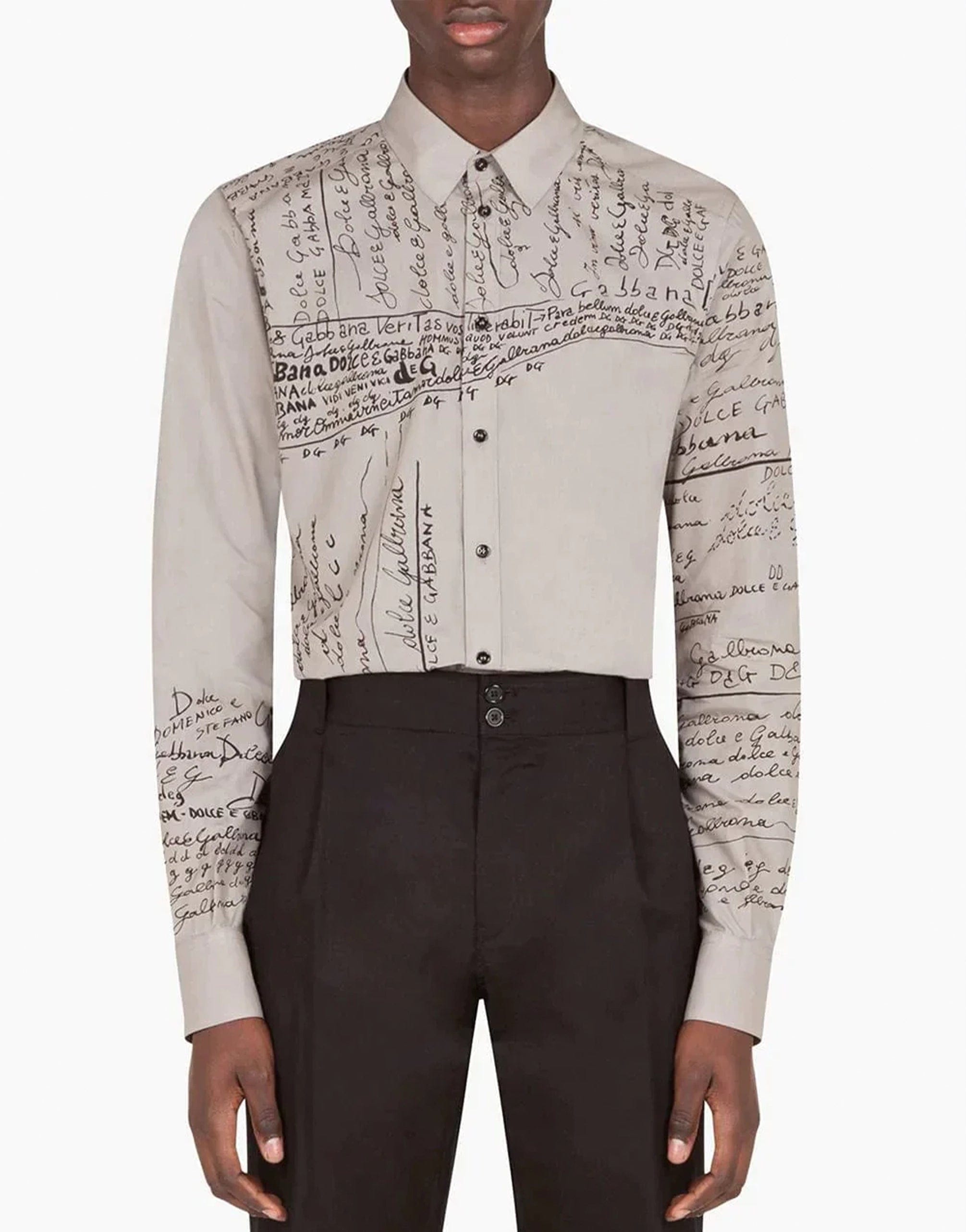 Dolce & Gabbana Gold Logo-Printed Shirt