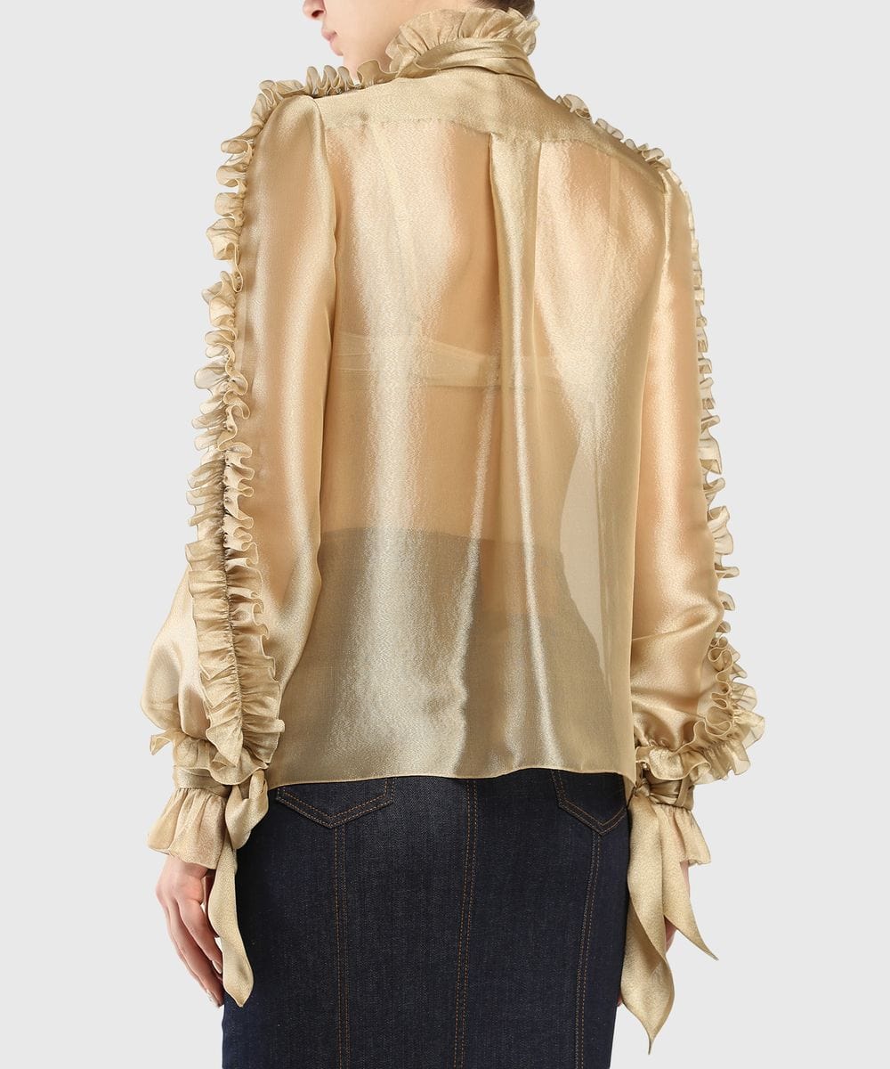 Dolce & Gabbana Gold Ruffle Blouse
