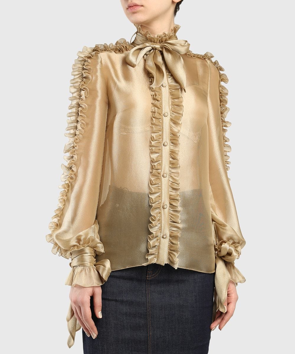 Dolce & Gabbana Gold Ruffle Blouse