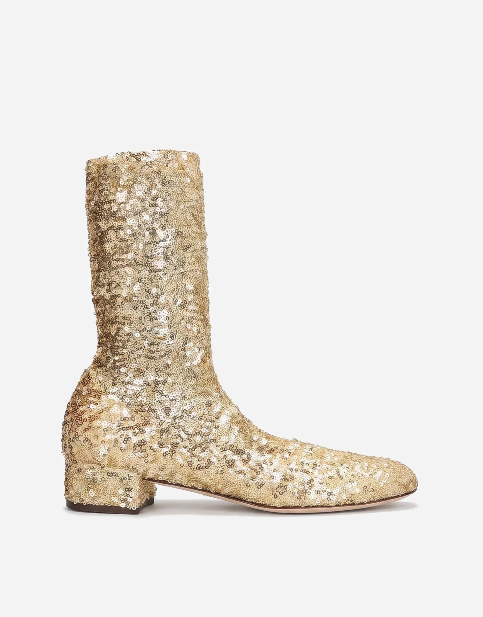 Dolce & Gabbana Gold Sequined Ankle Boots
