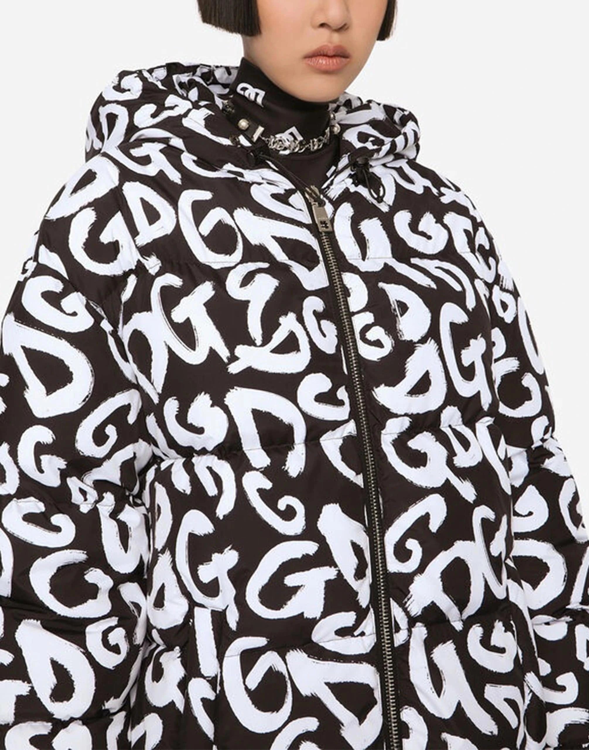 Dolce & Gabbana Graffiti Logo-Print Long Coat