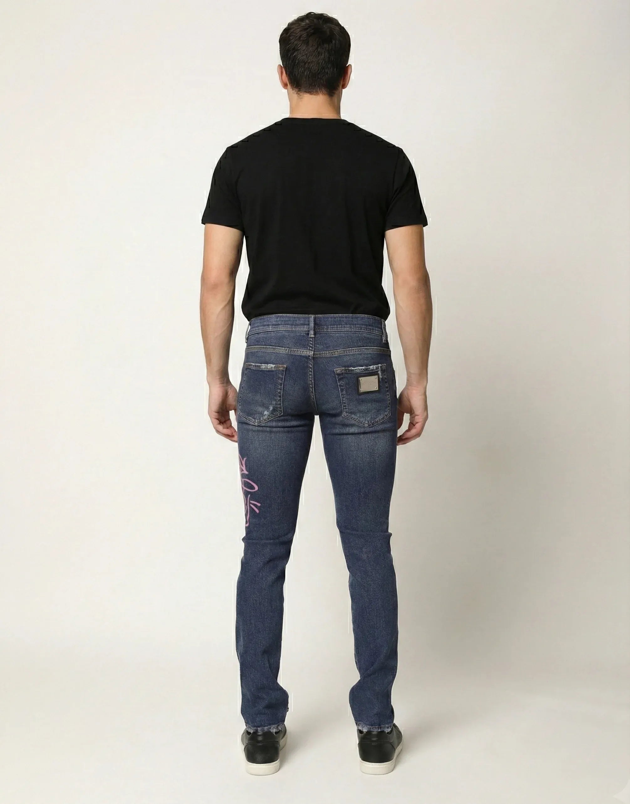 Dolce & Gabbana Graffiti-Print Distressed Skinny Jeans